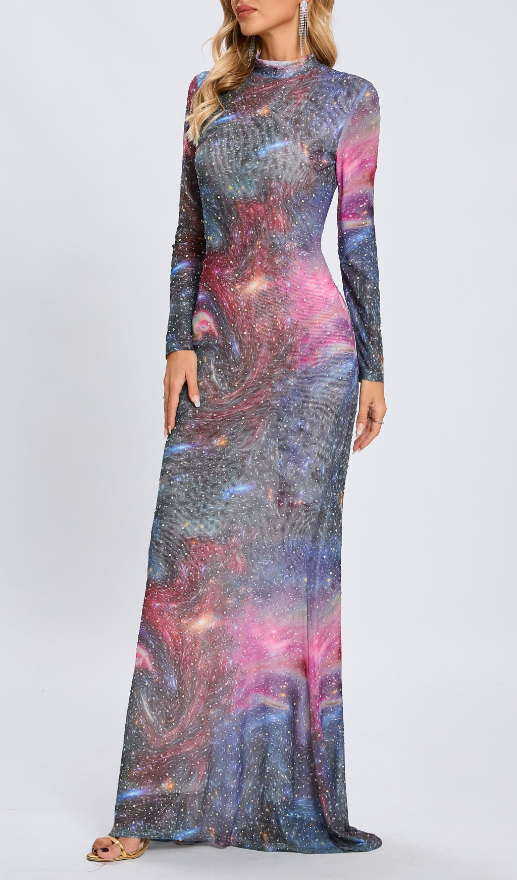 Casiphia Printed Hot Drill Maxi Dress