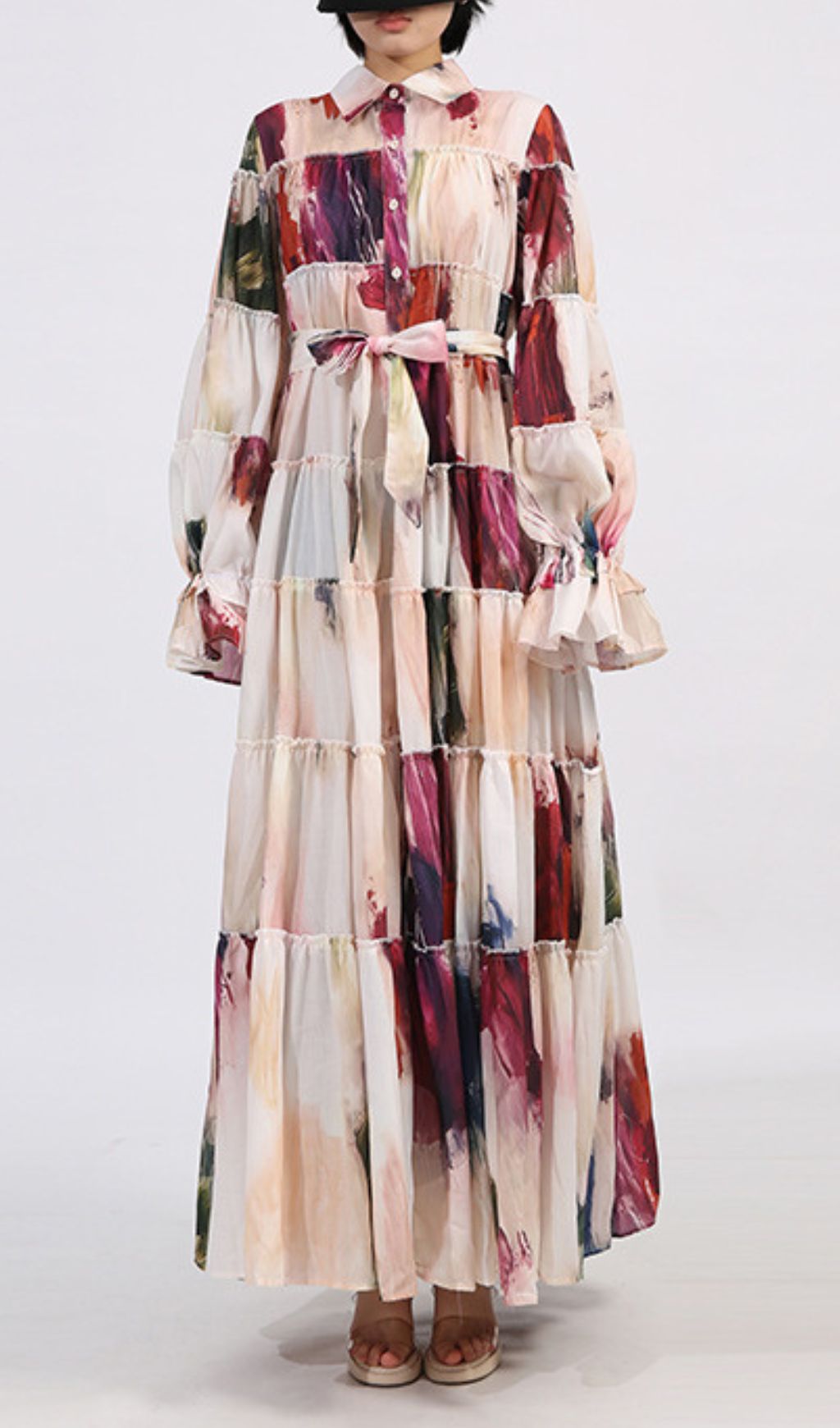 Genaro Printed Long Sleeve Maxi Dress