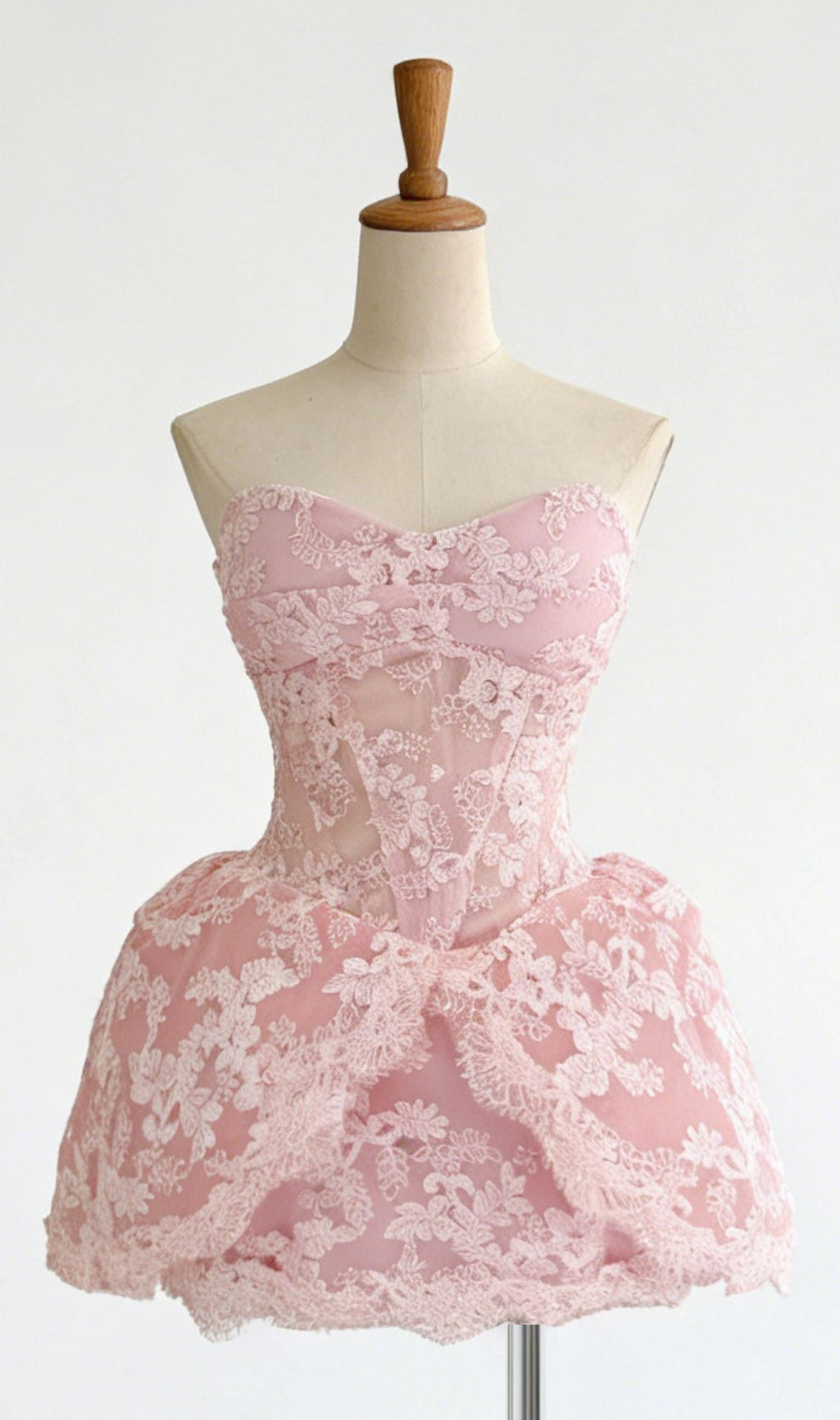 Kadi Pink Lace Strapless Mini Dress: Elegant & Flirty for Parties & Dates