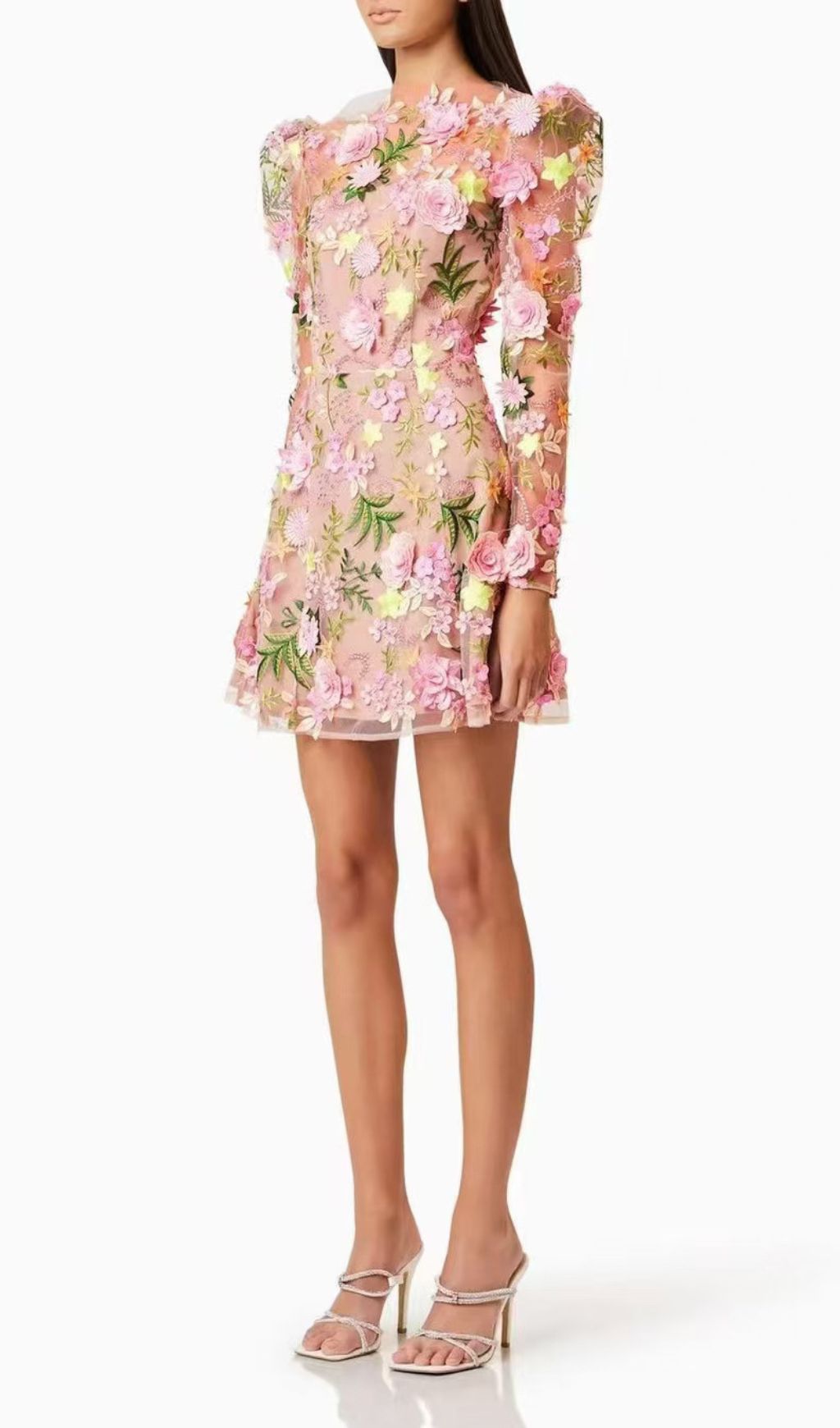 Emrys Flower Embroidery Long Sleeve Mini Dress