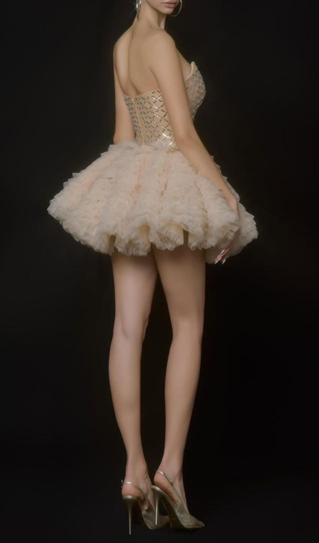 Keli Strapless Crystal Tulle Mini Dress: Dazzle & Glamour for Unforgettable Nights