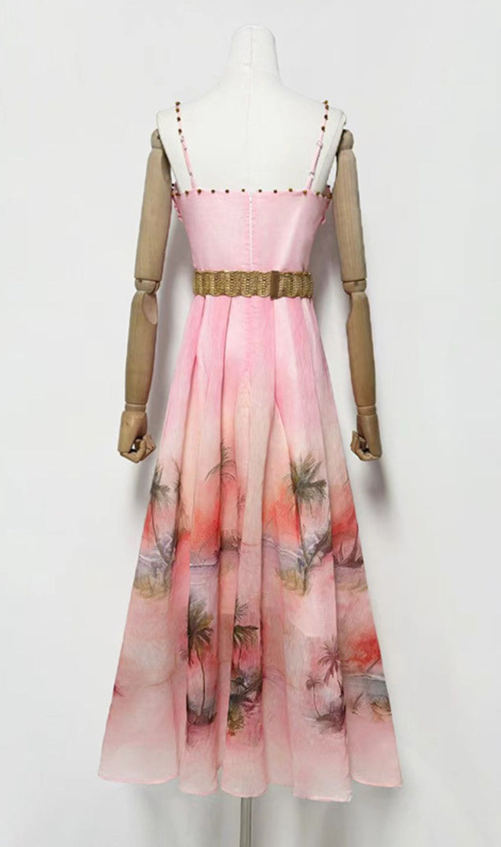Hester Pink Printed Belt Maxi Dress