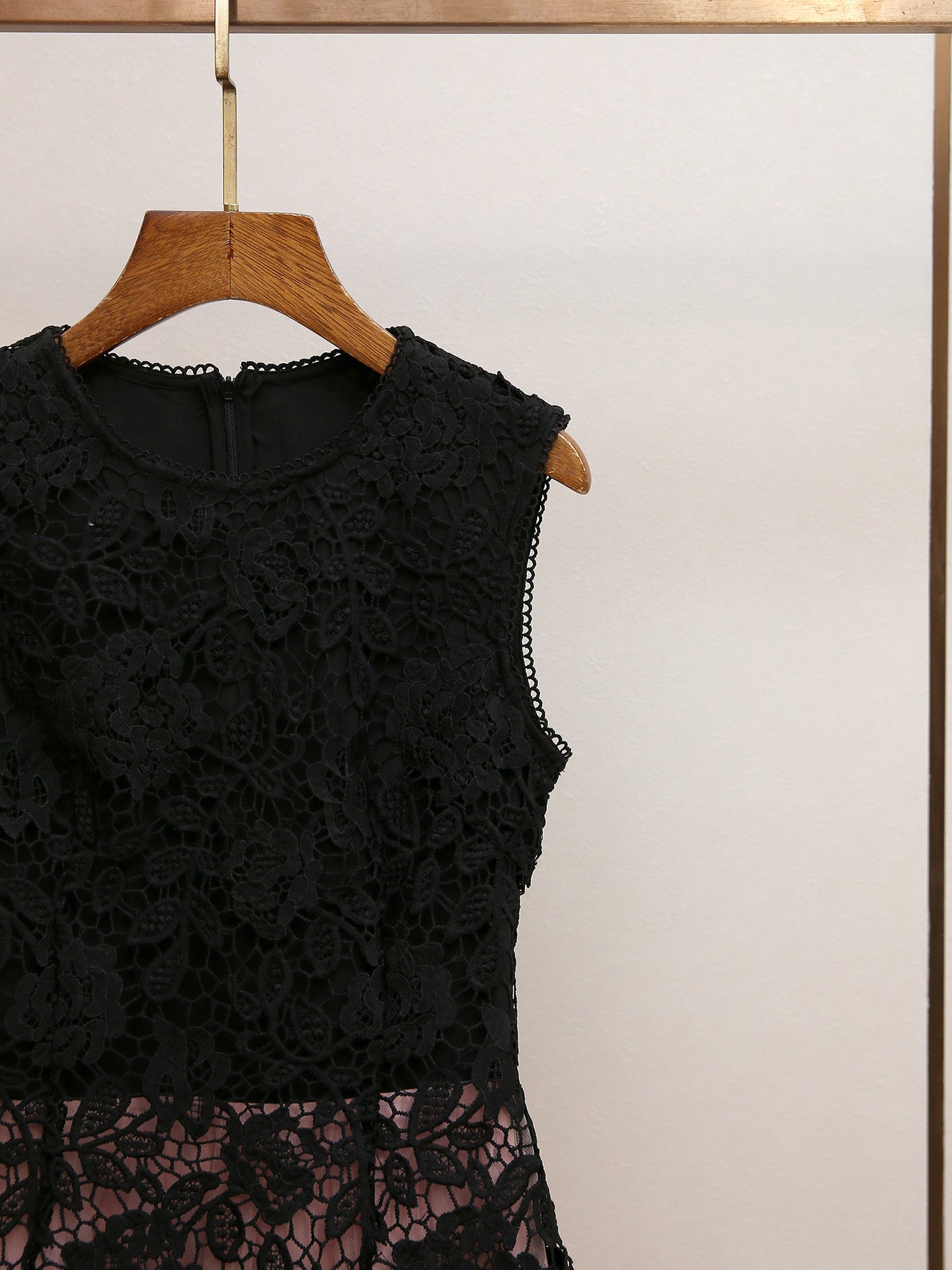 Humita Enchanting Black Lace & Blush Tiered Tulle Maxi Dress