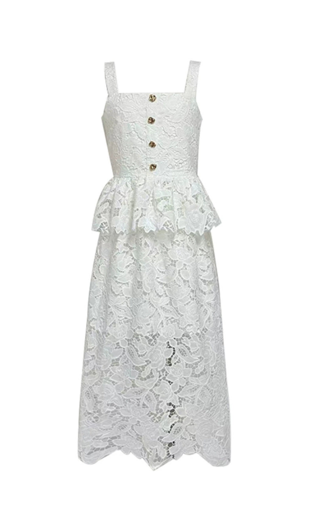 Fumito Flower Embroidery Midi Dress