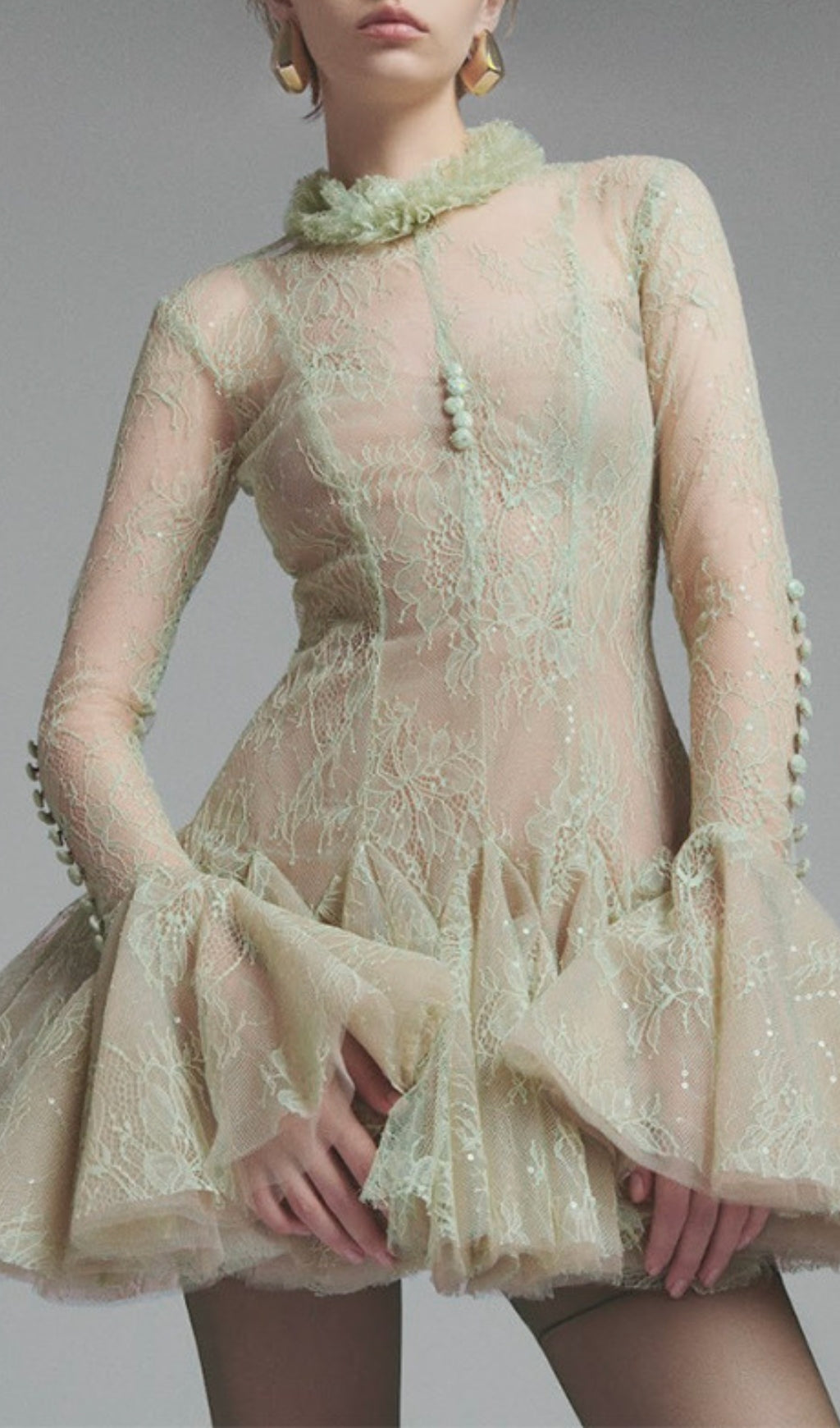 Daniyah Long Sleeve Lace Mini Dress