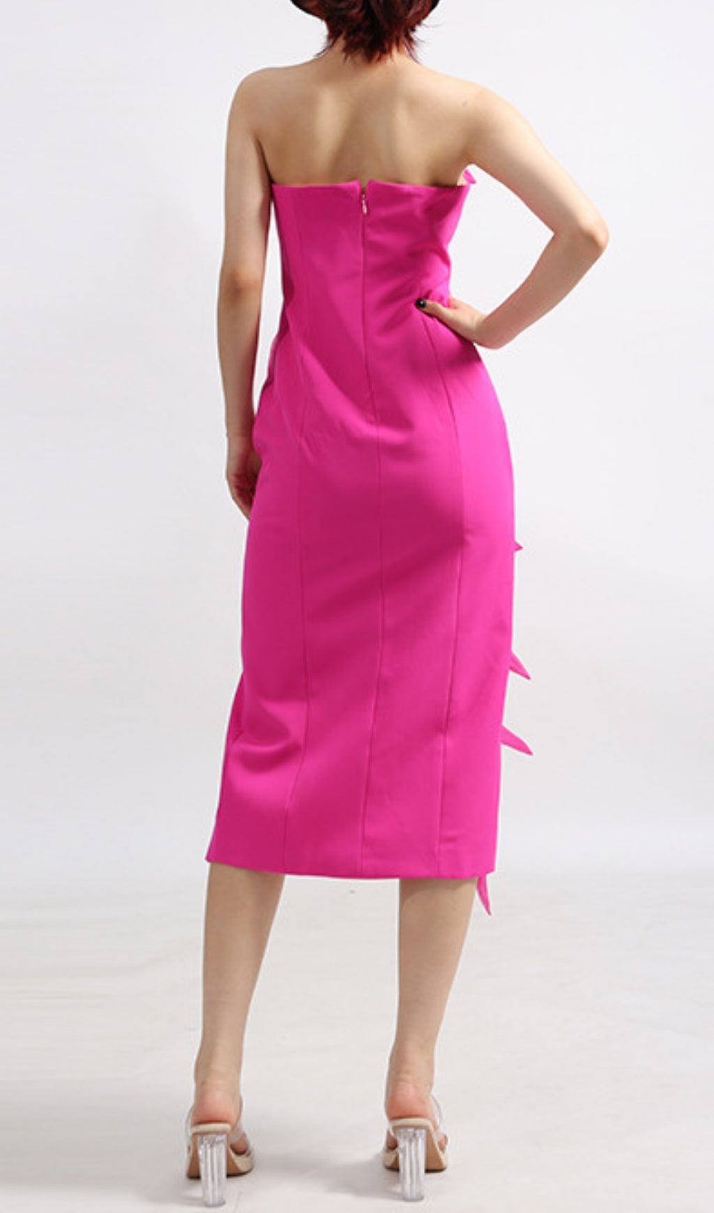 Eider Pink Strapless Flower Midi Dress