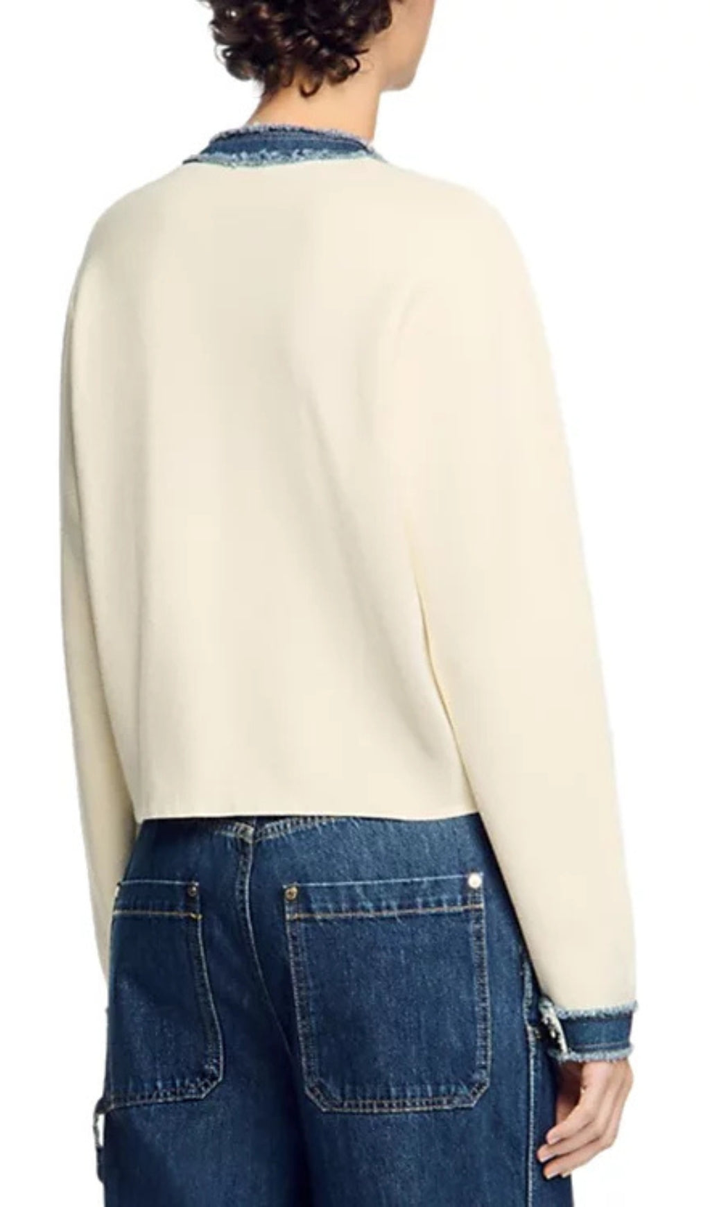 Cardigan With Denim Detail