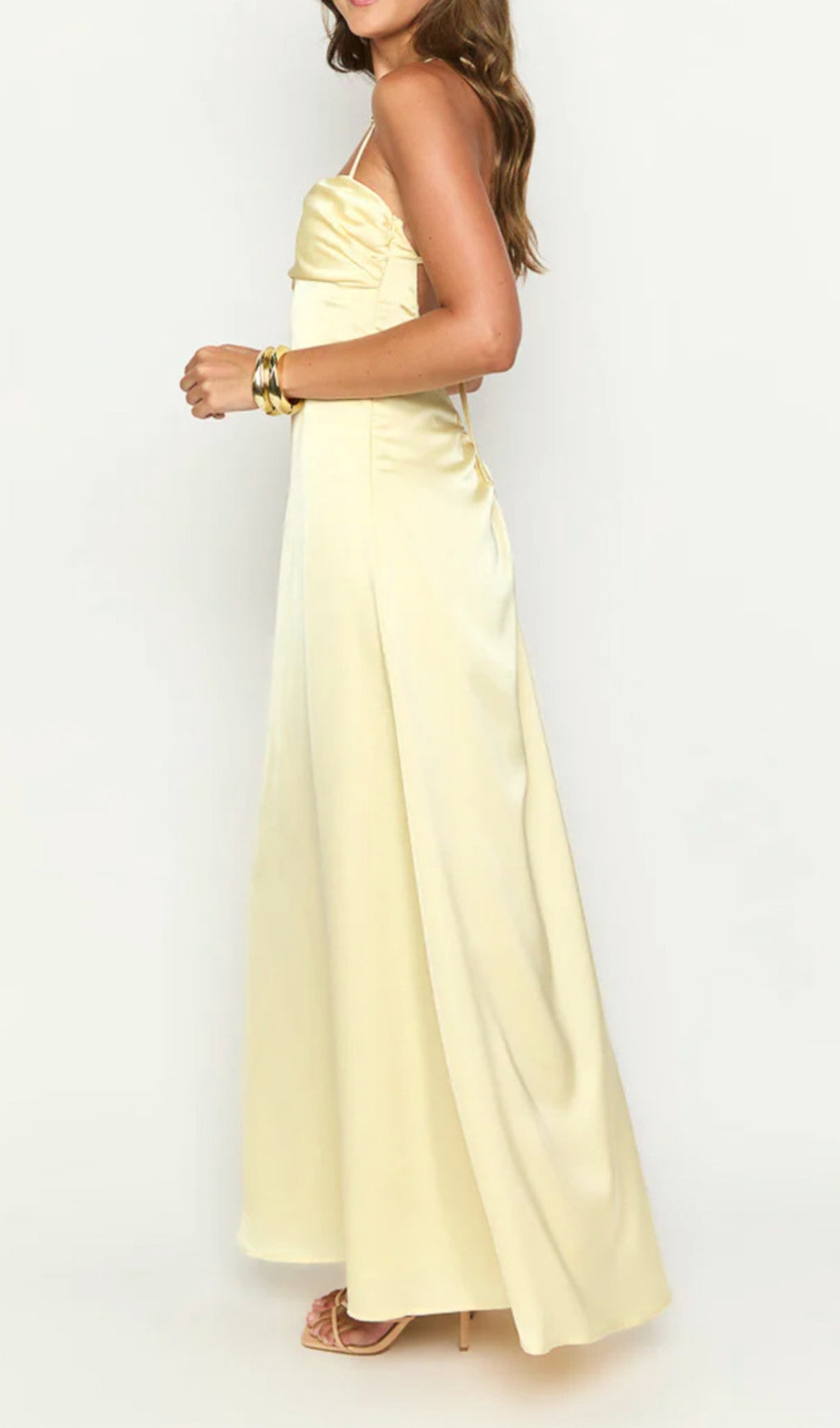 Devota Yellow Strappy Backless Maxi Dress