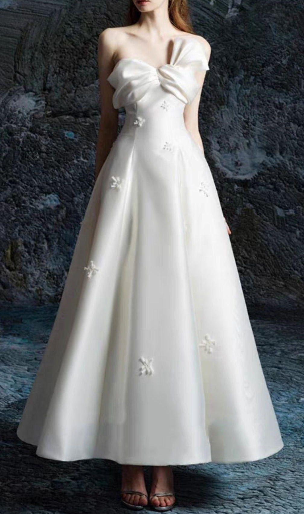 Ganesa White Strapless Knot Maxi Dress