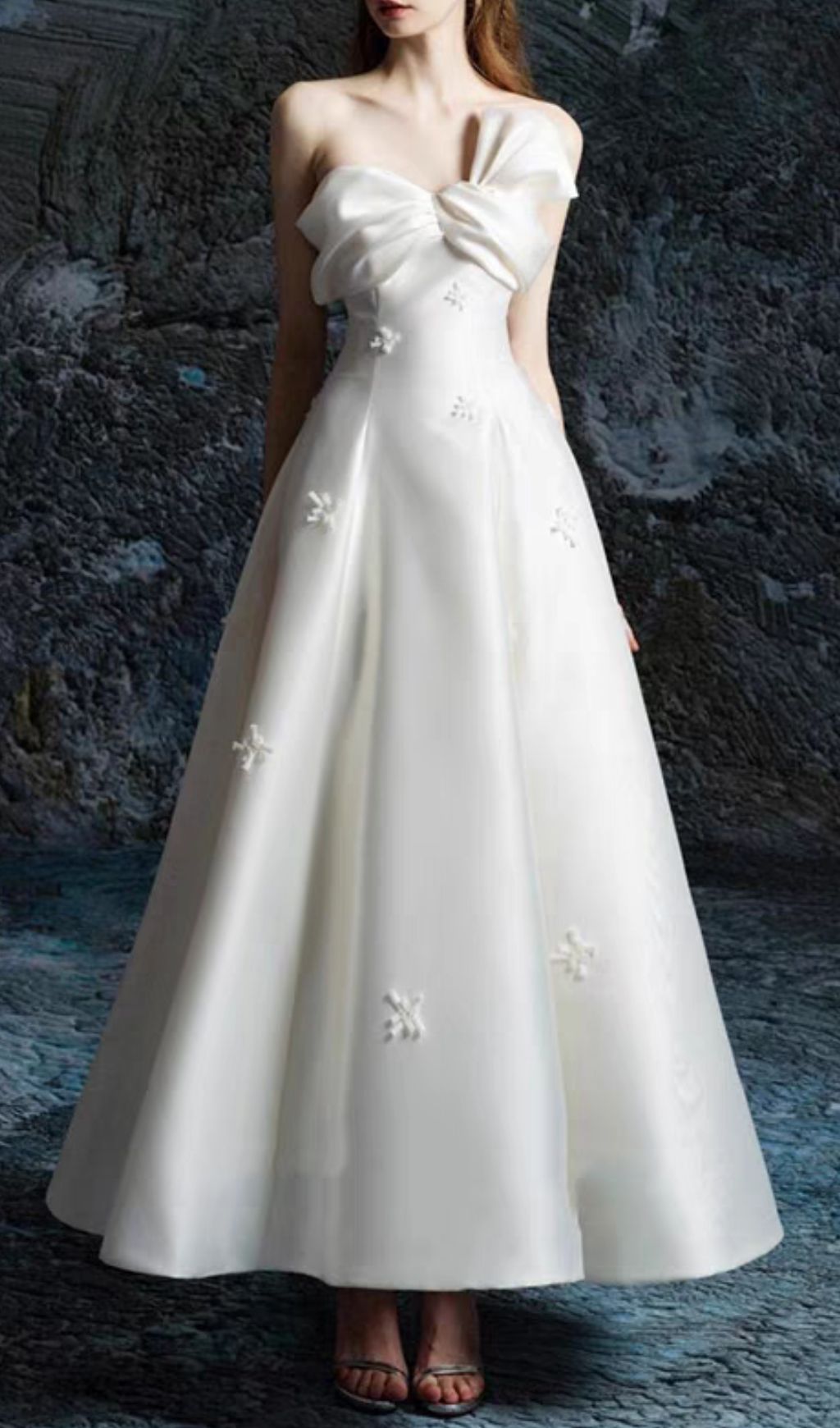 Ganesa White Strapless Knot Maxi Dress