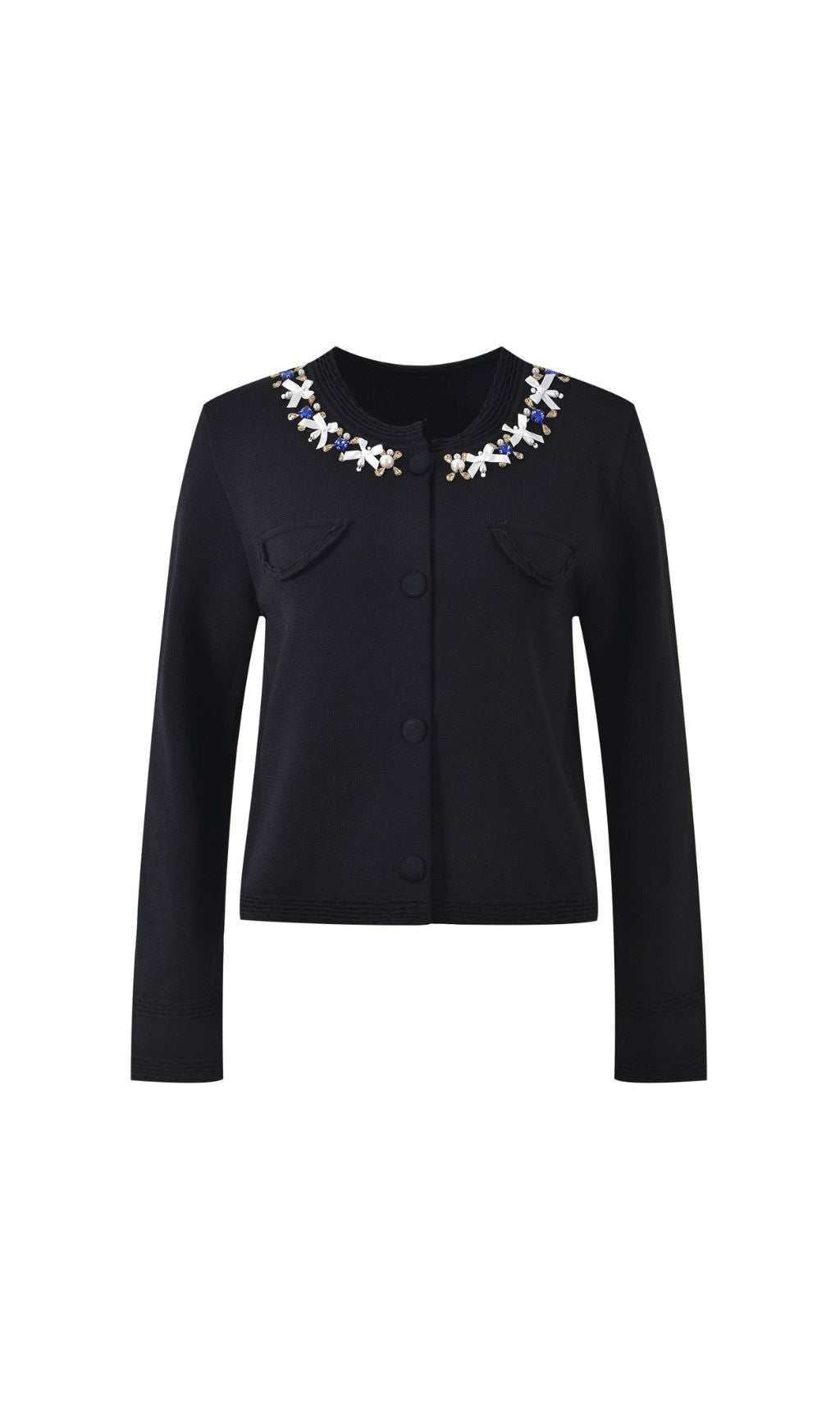 Ghita Black Beaded Cardigan