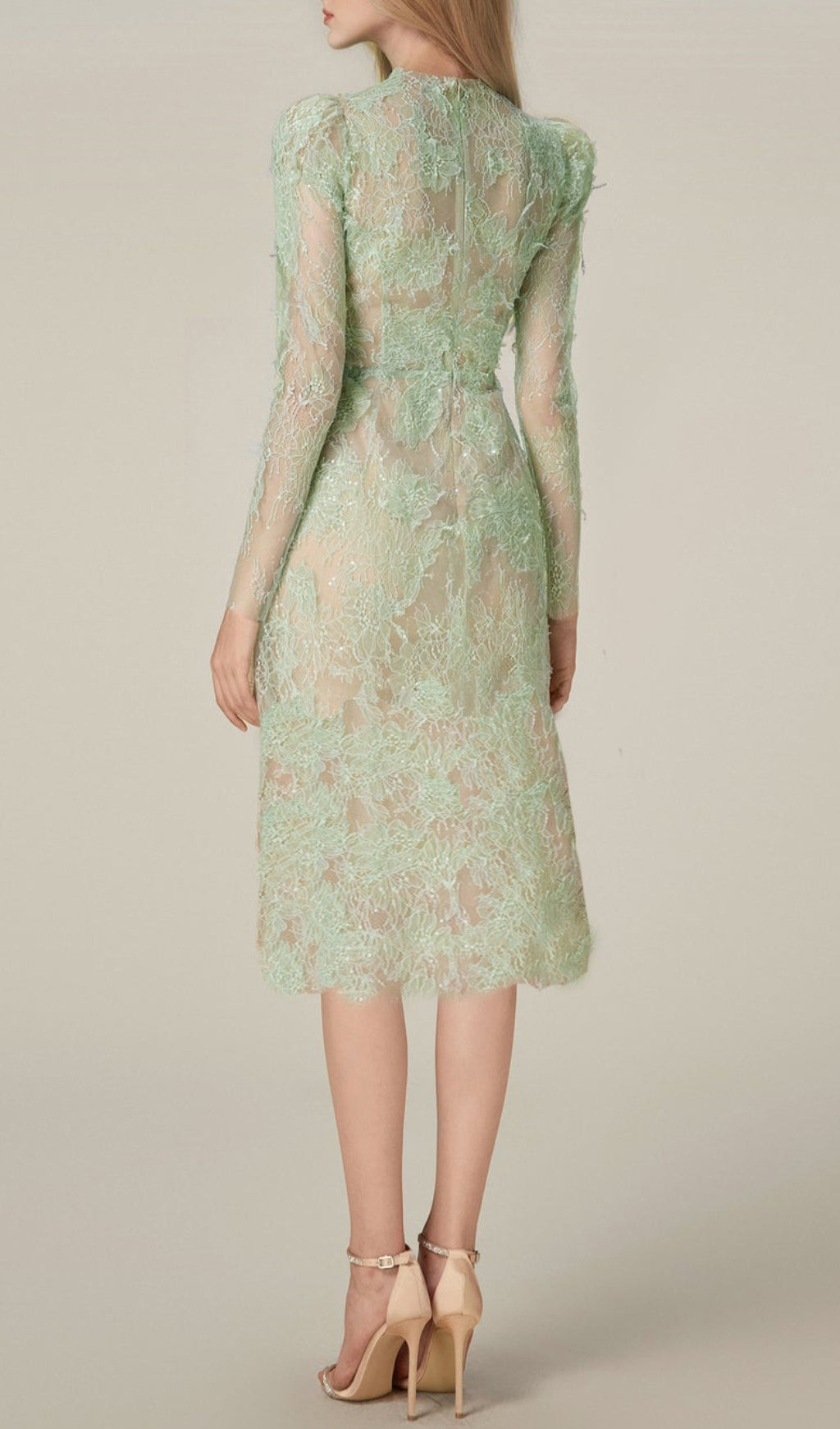 Avril Sequin Embroidered Lace Midi Dress