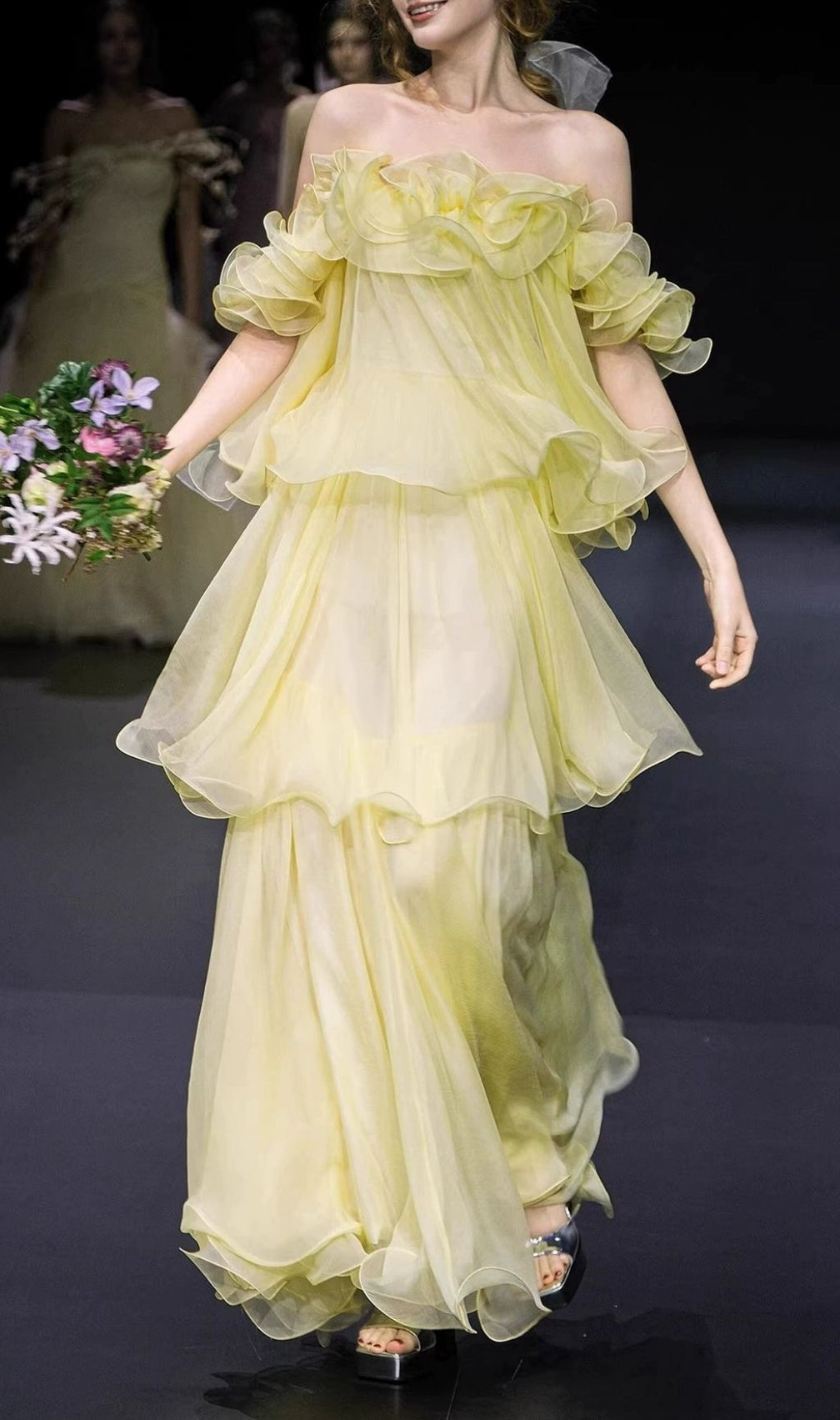 Kenadia Sunny Yellow Off-Shoulder Ruffle Maxi Dress - Effortless Summer Elegance