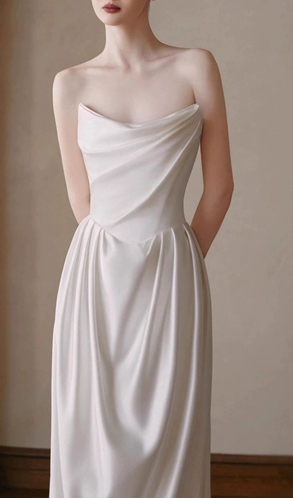 Kashiti Strapless Draped Satin Wedding Dress - Effortless Elegance for Modern Brides