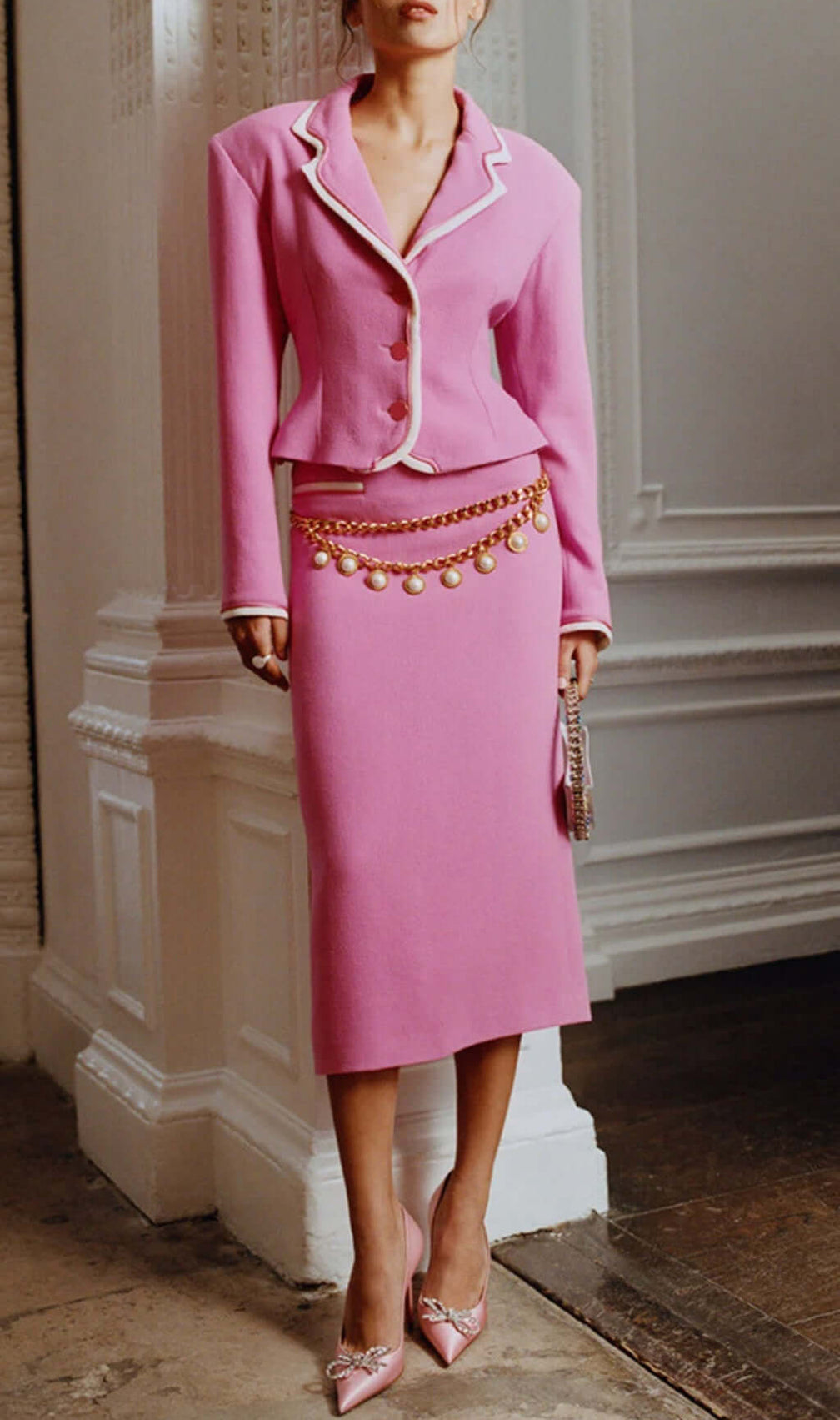 Bernhard Pink Chain Midi Skirt Set