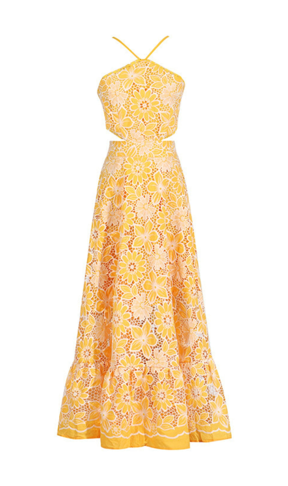 Aulaula Flower Embroidery Maxi Dress