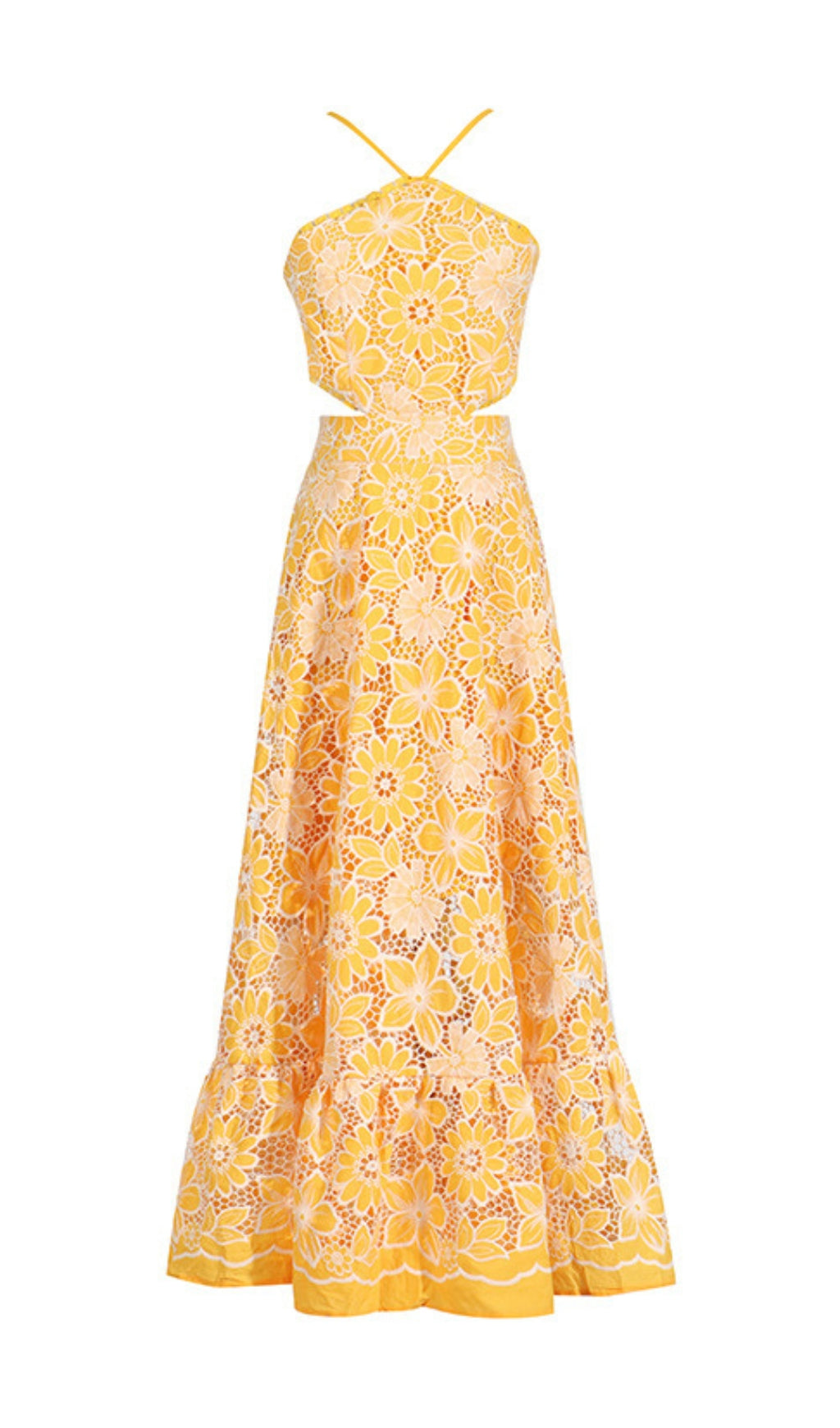 Aulaula Flower Embroidery Maxi Dress