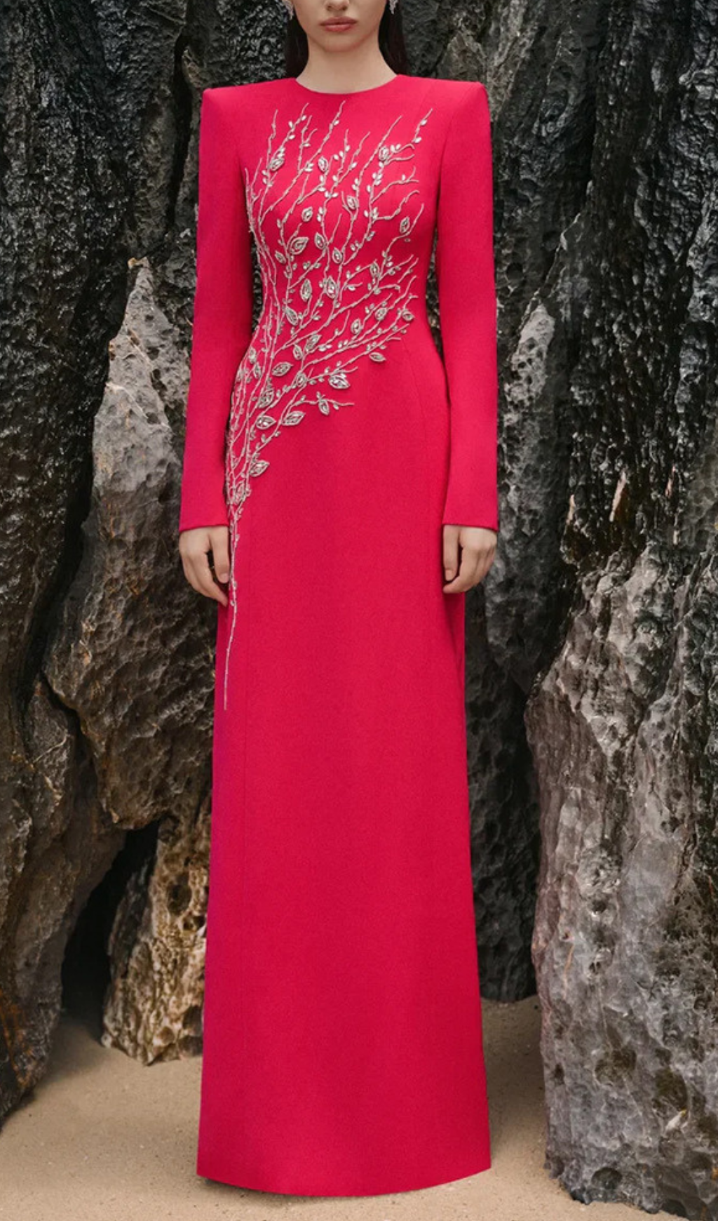 Gaiana Crystal Long Sleeve Maxi Dress