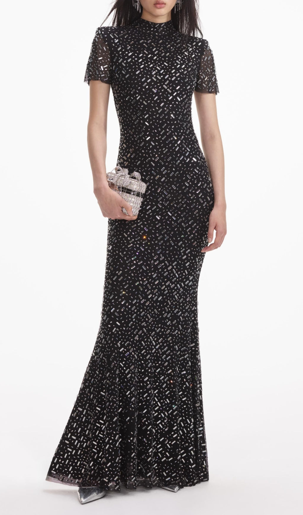 Emma Black Crystal Maxi Dress