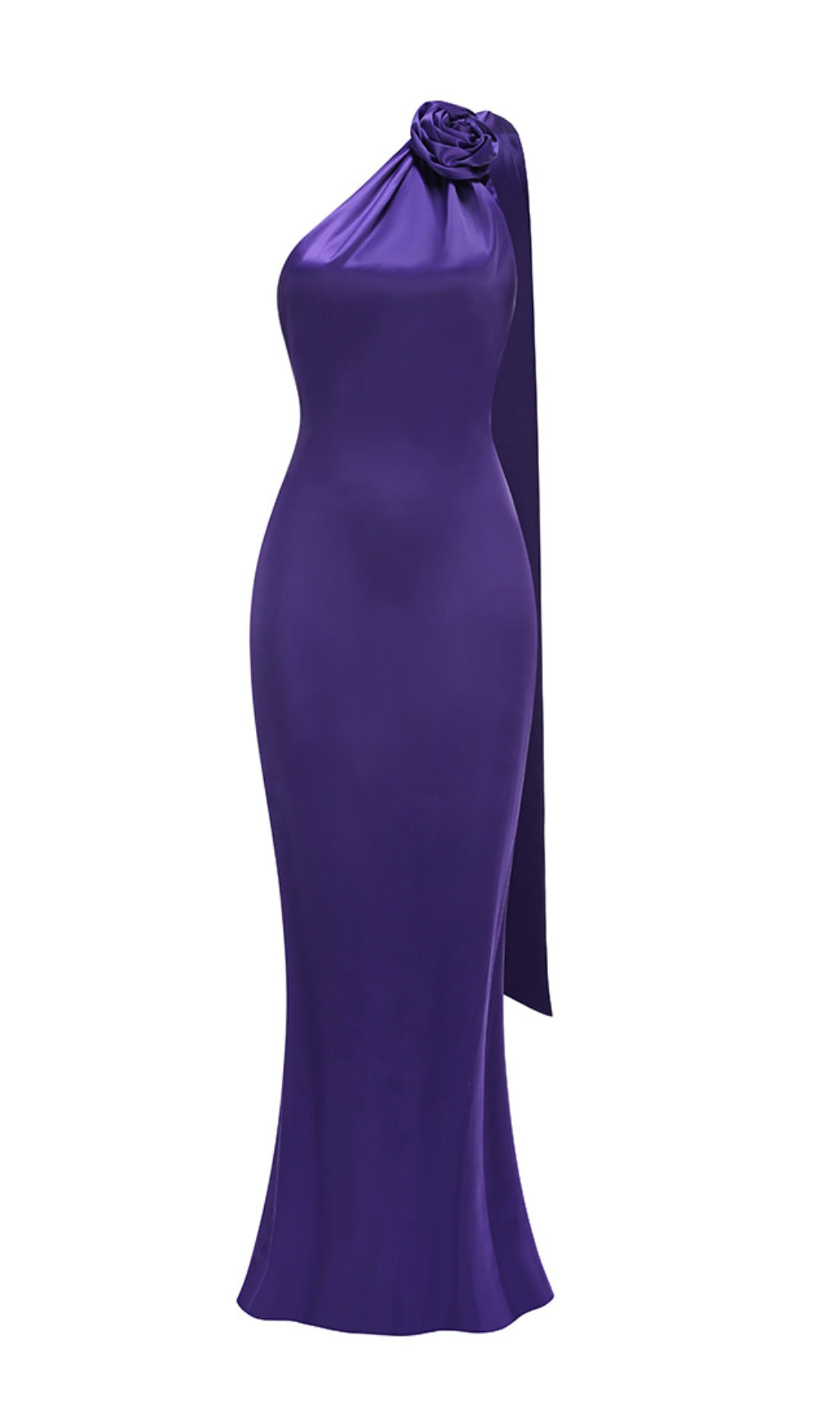 Carmelo Purple One-Shoulder Flower Maxi Dress