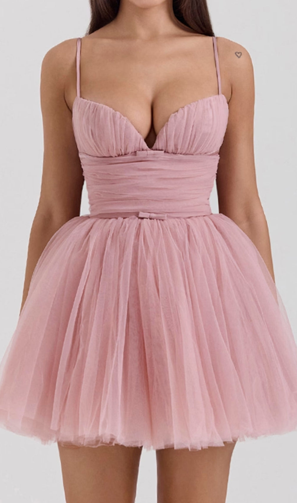 Diellza Pink Mesh Mini Dress