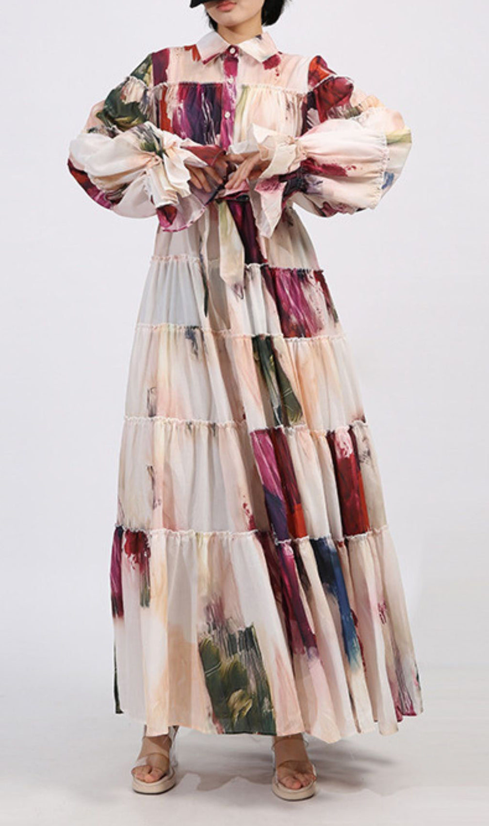 Genaro Printed Long Sleeve Maxi Dress