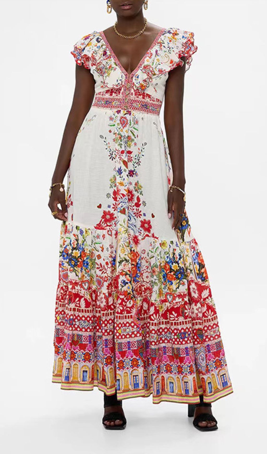 Daria V-Neck Printed Maxi Dress