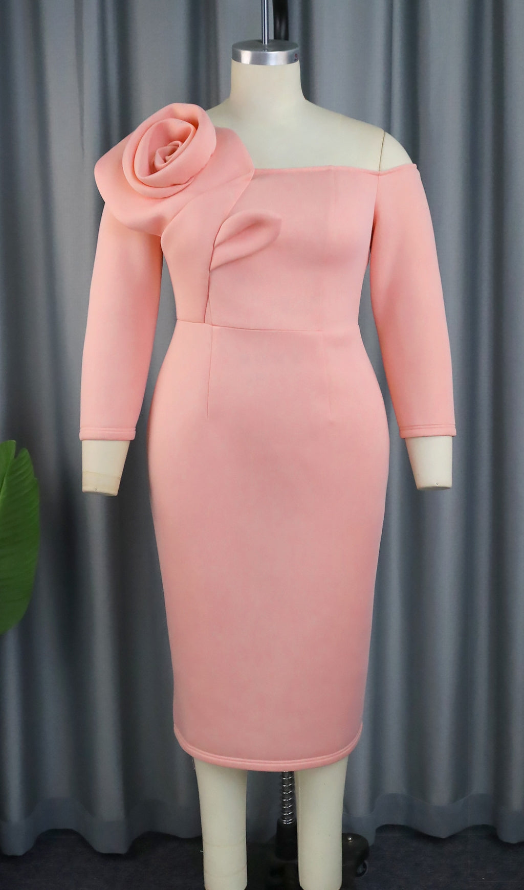 Bahira Pink Flower Long Sleeve Midi Dress