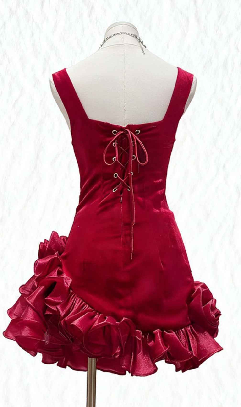 Fern Velvet Rose Ruffle Mini Dress - Strappy Party & Cocktail Dress