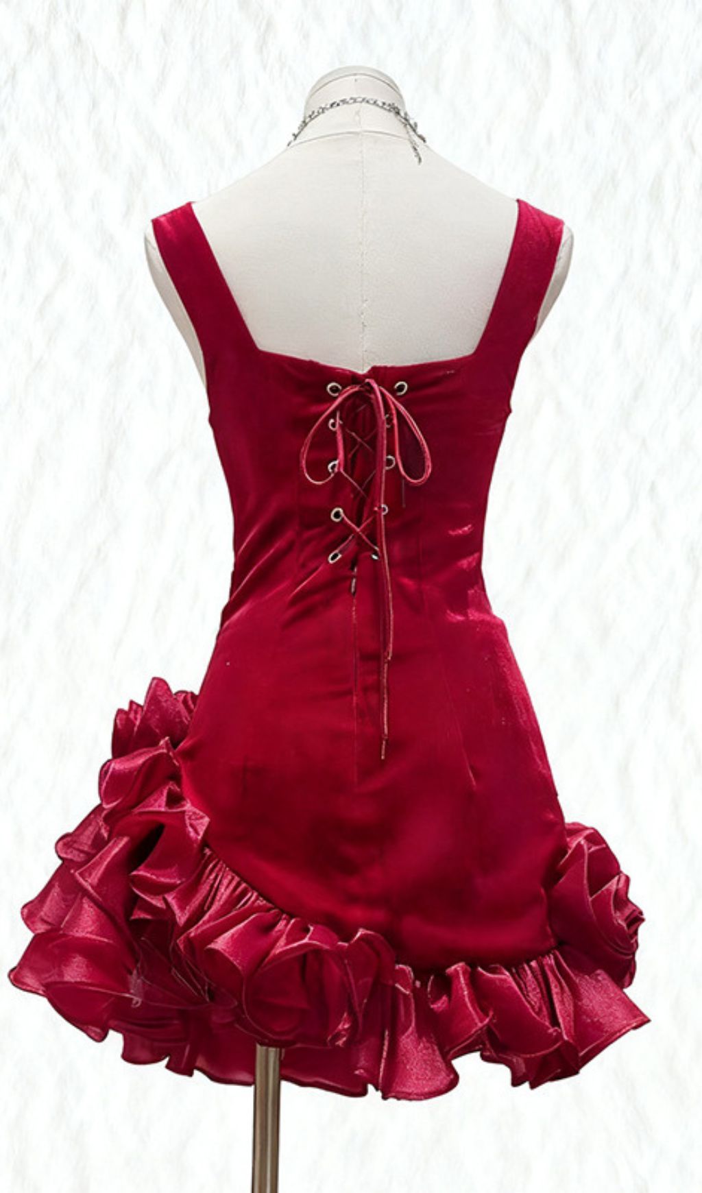 Fern Velvet Rose Ruffle Mini Dress - Strappy Party & Cocktail Dress