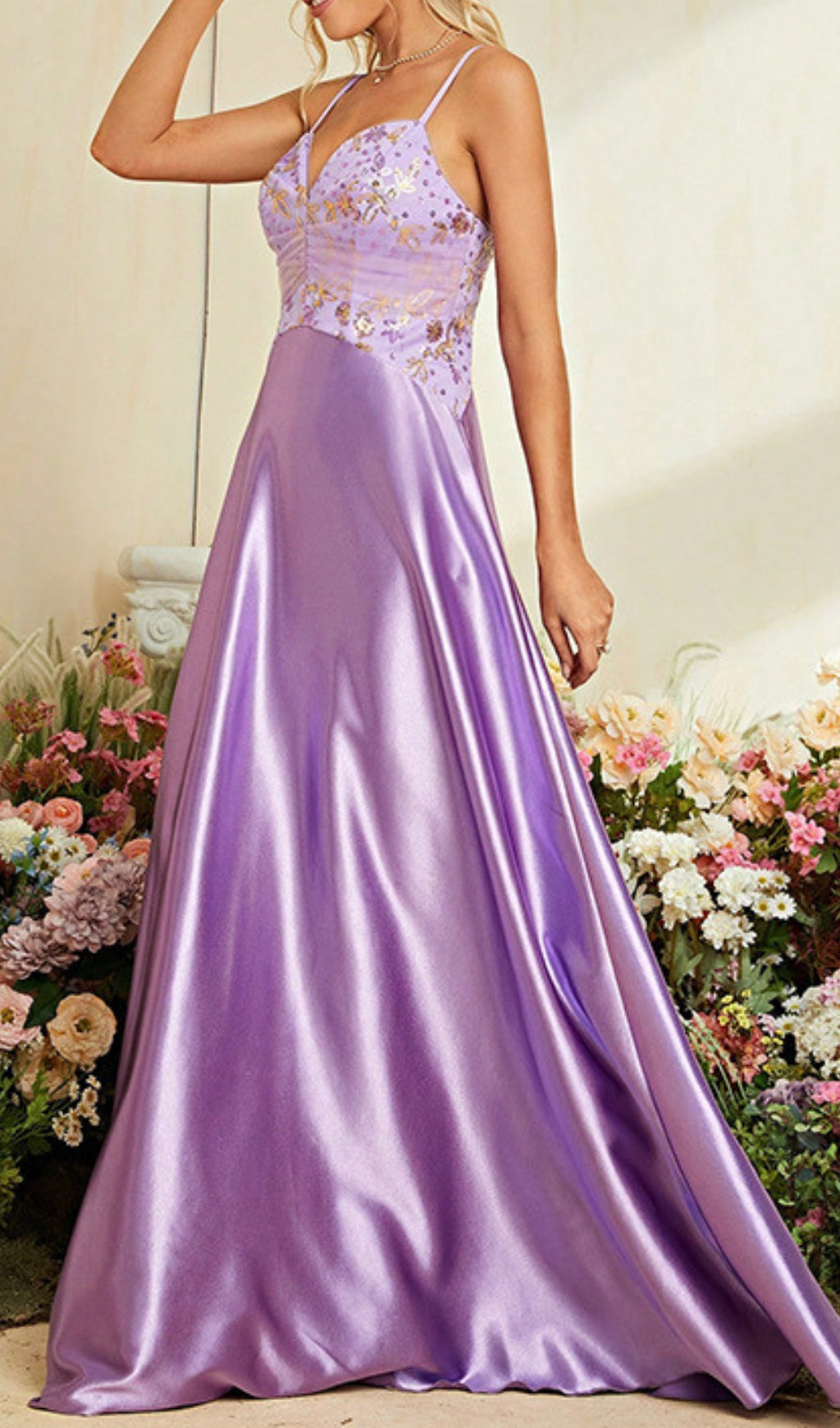 Dierk Purple V-Neck Sequin Maxi Dress