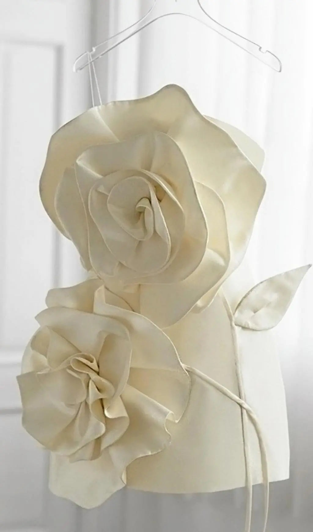 Achlys Beige Flower Bind Mini Dress