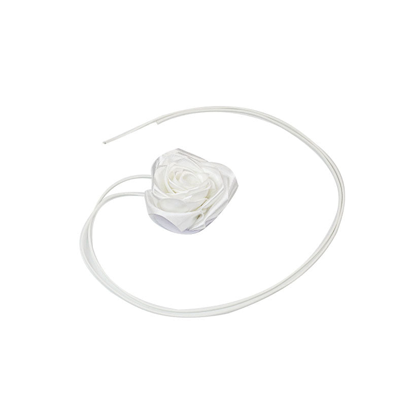 Ayano Elegant Pink Satin Rose Choker Necklace | Chic Floral Statement for Women