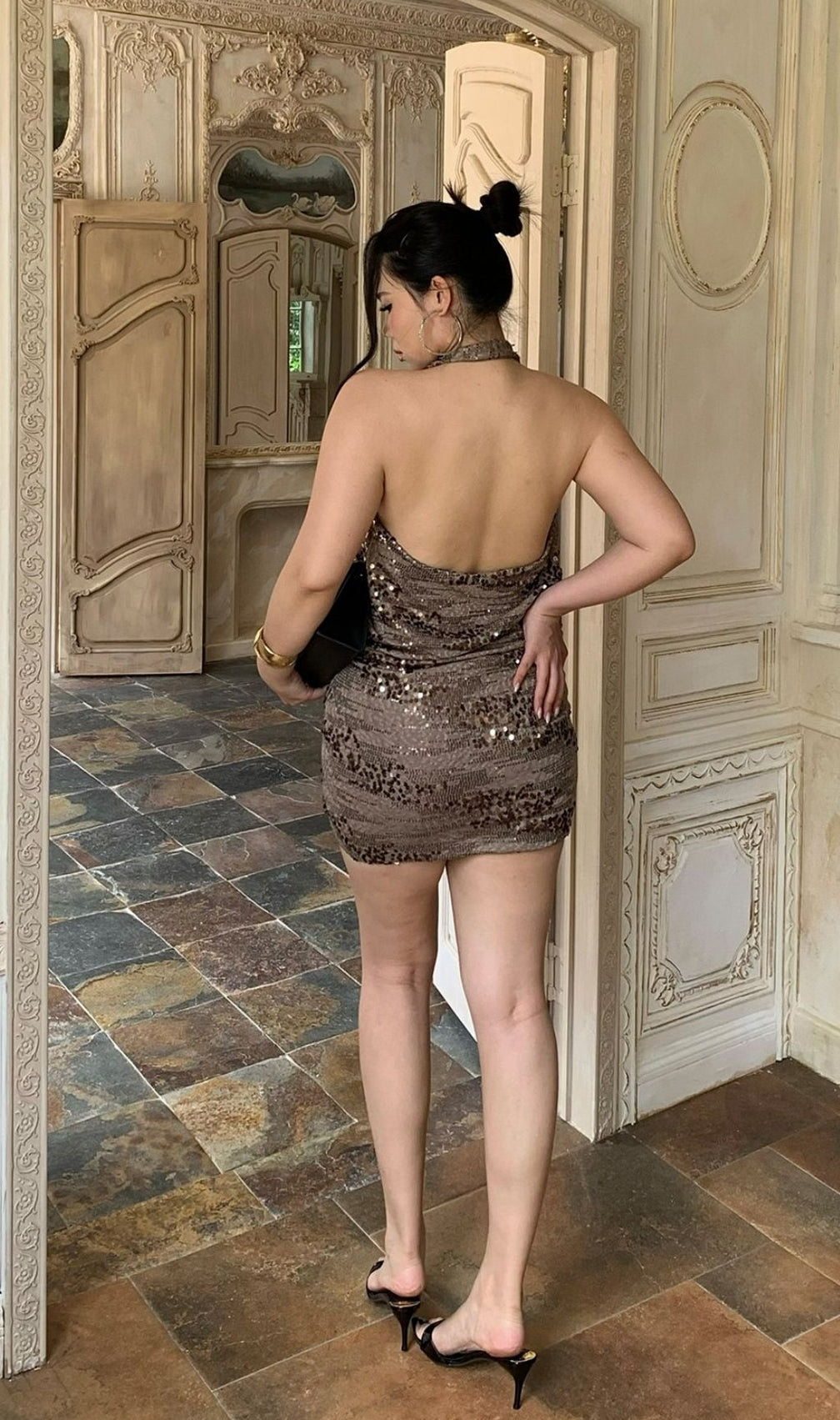 Lacretia Halter Sequin Plus Size Mini Dress