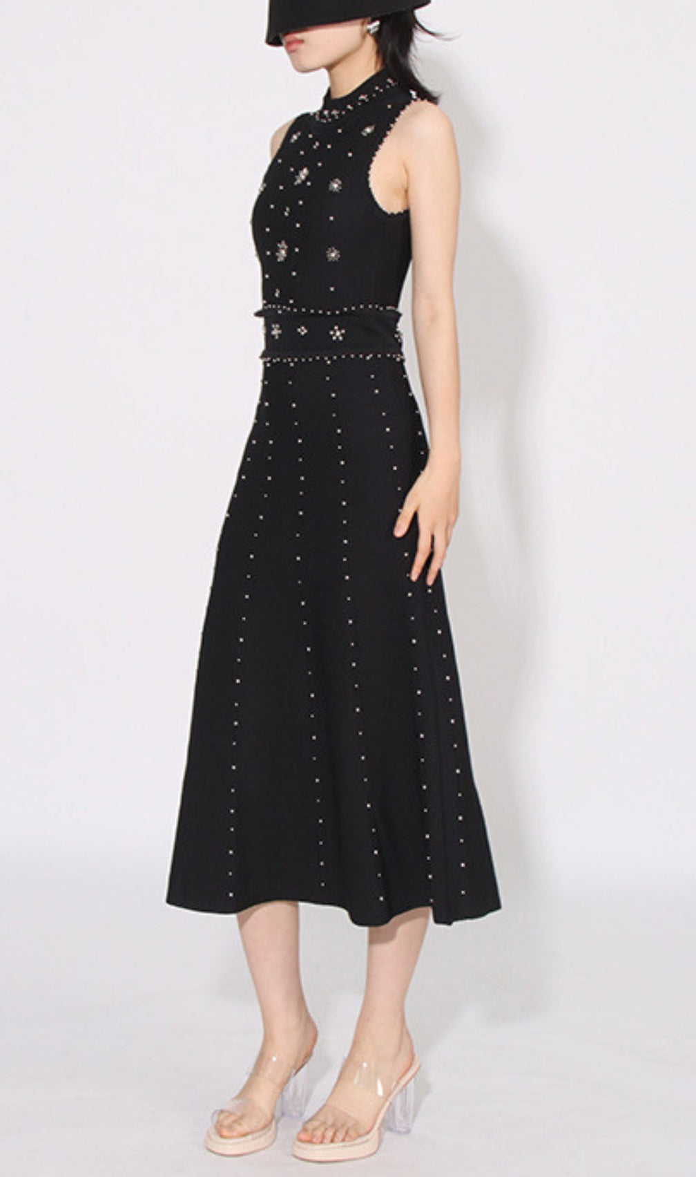 Arezo Black Bead Midi Dress