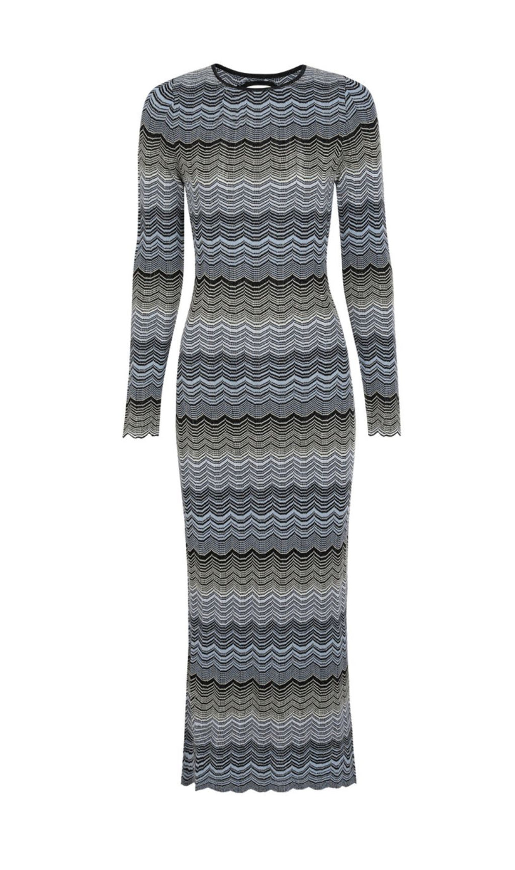 Judith Cutout Shimmer Zigzag Knit Maxi Dress