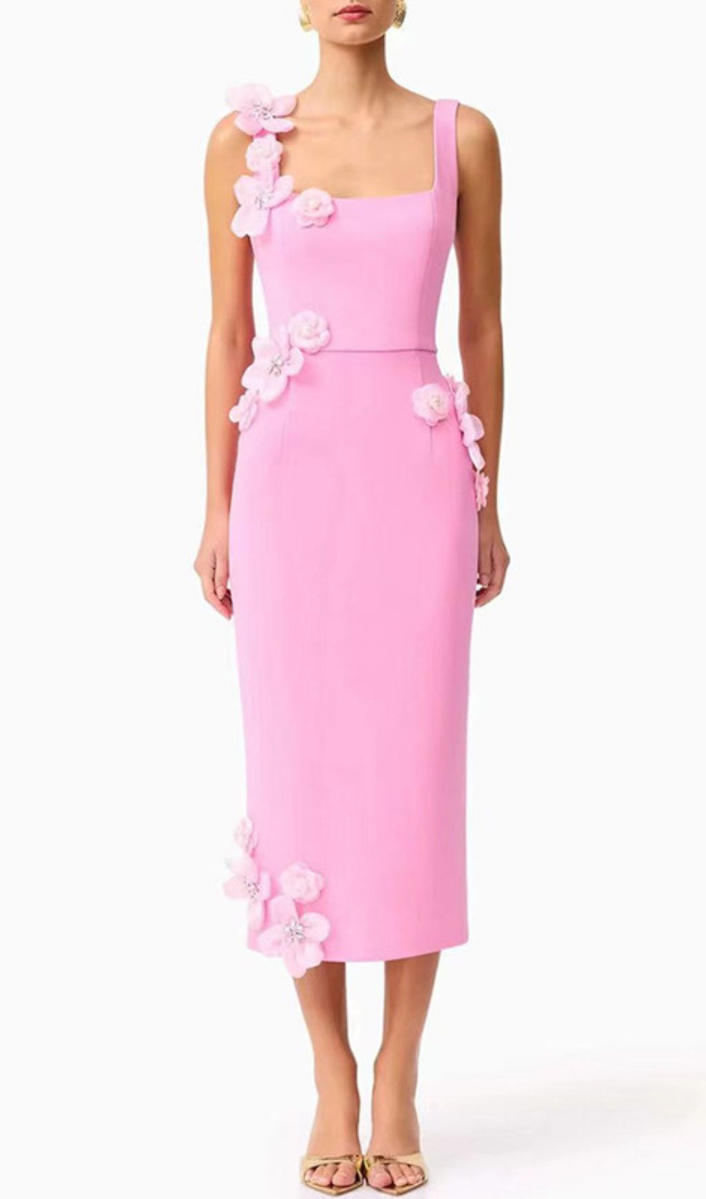 Harper Pink Flower Embellished Midi Dress