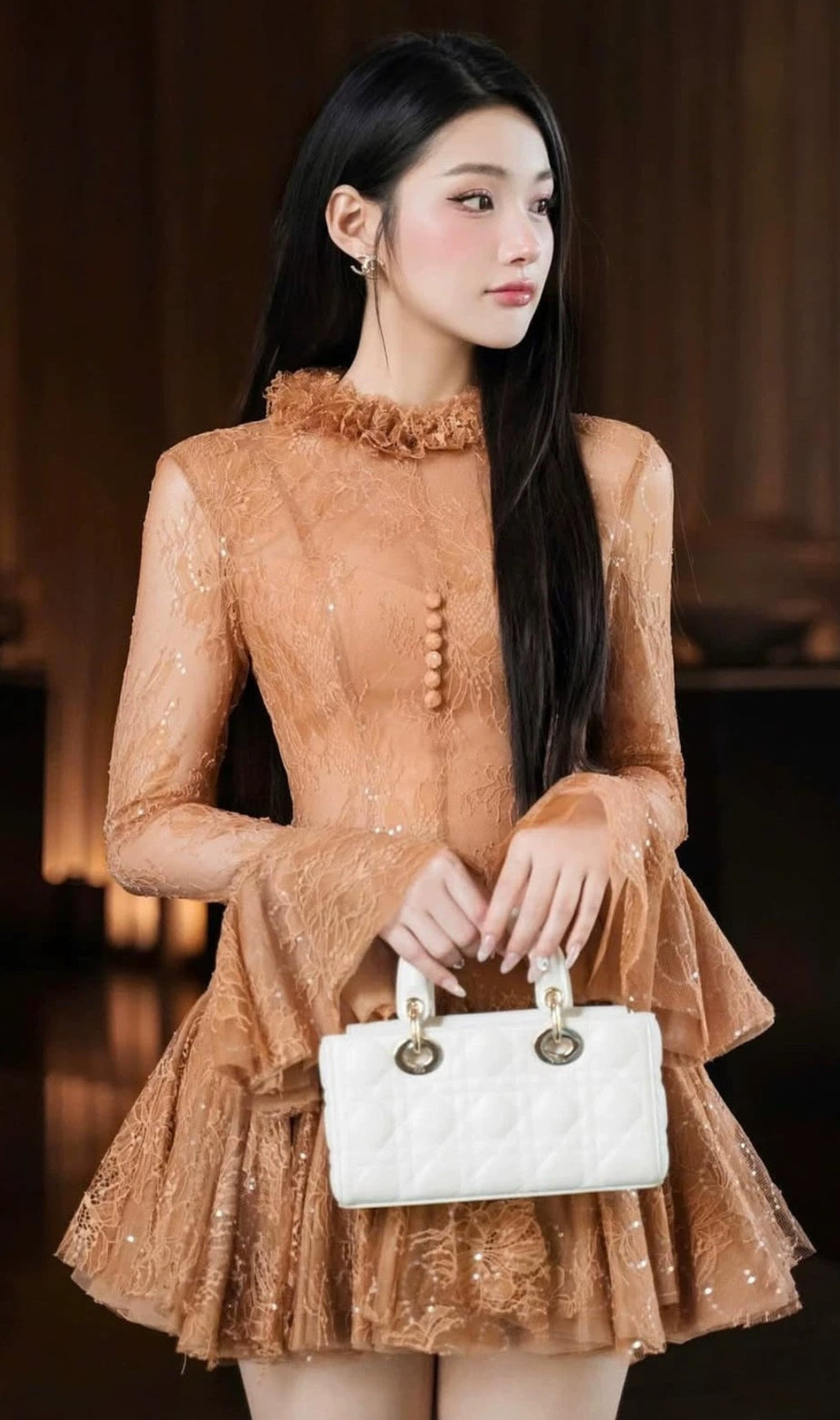 Daniyah Long Sleeve Lace Mini Dress