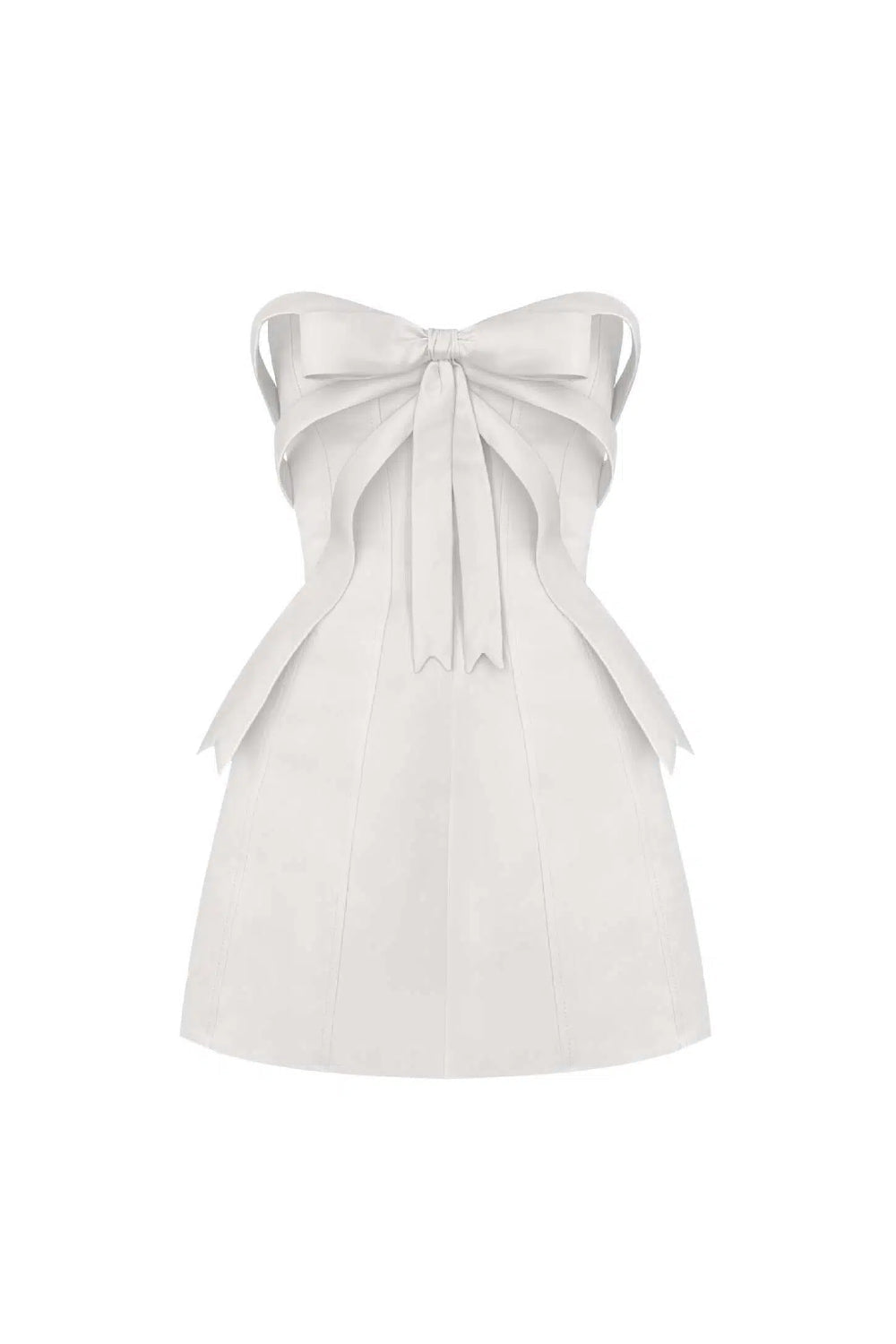 White Bow embellished strapless Mini Dress