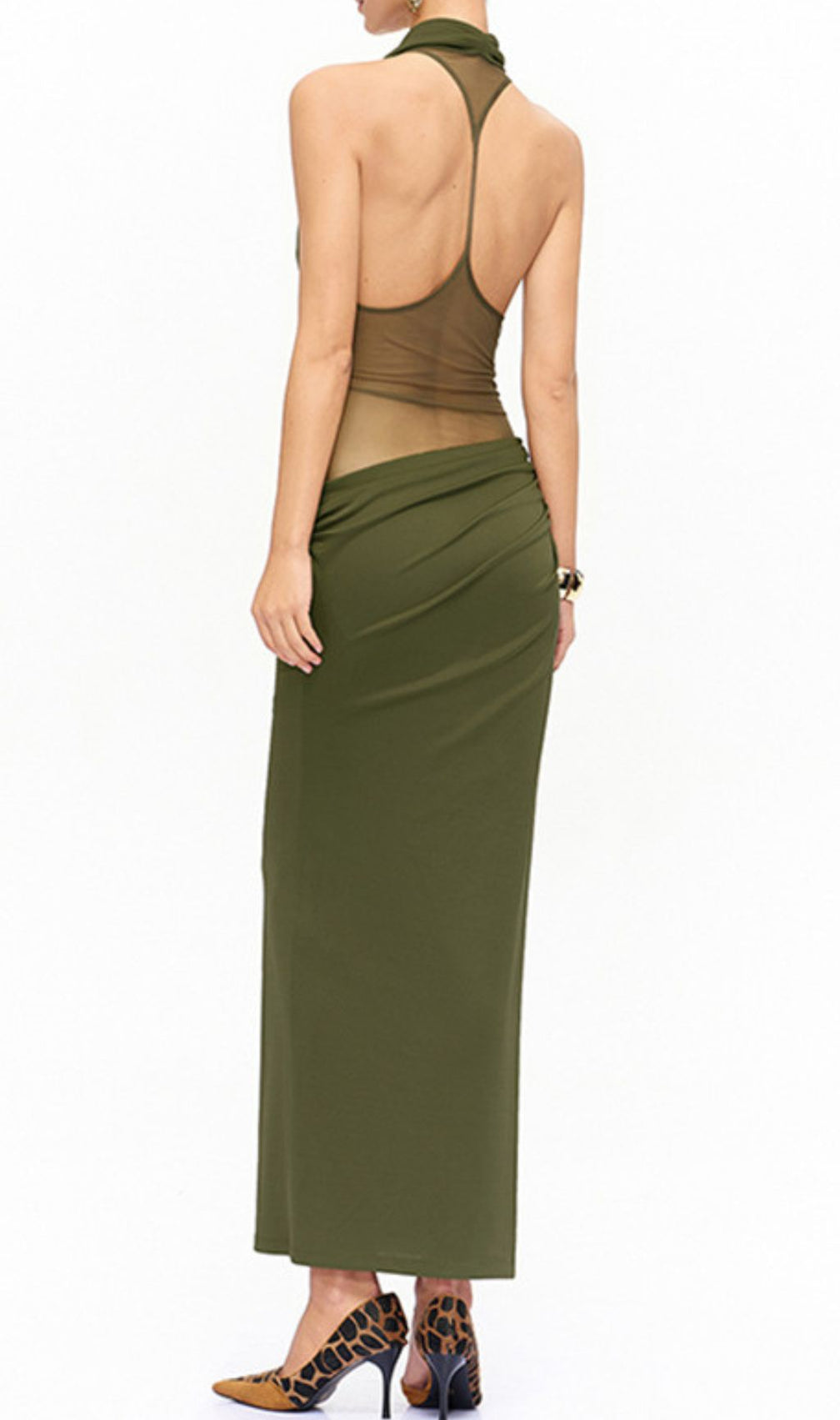 Juarez Green Halter Backless Maxi Dress - Elegant Evening Gown