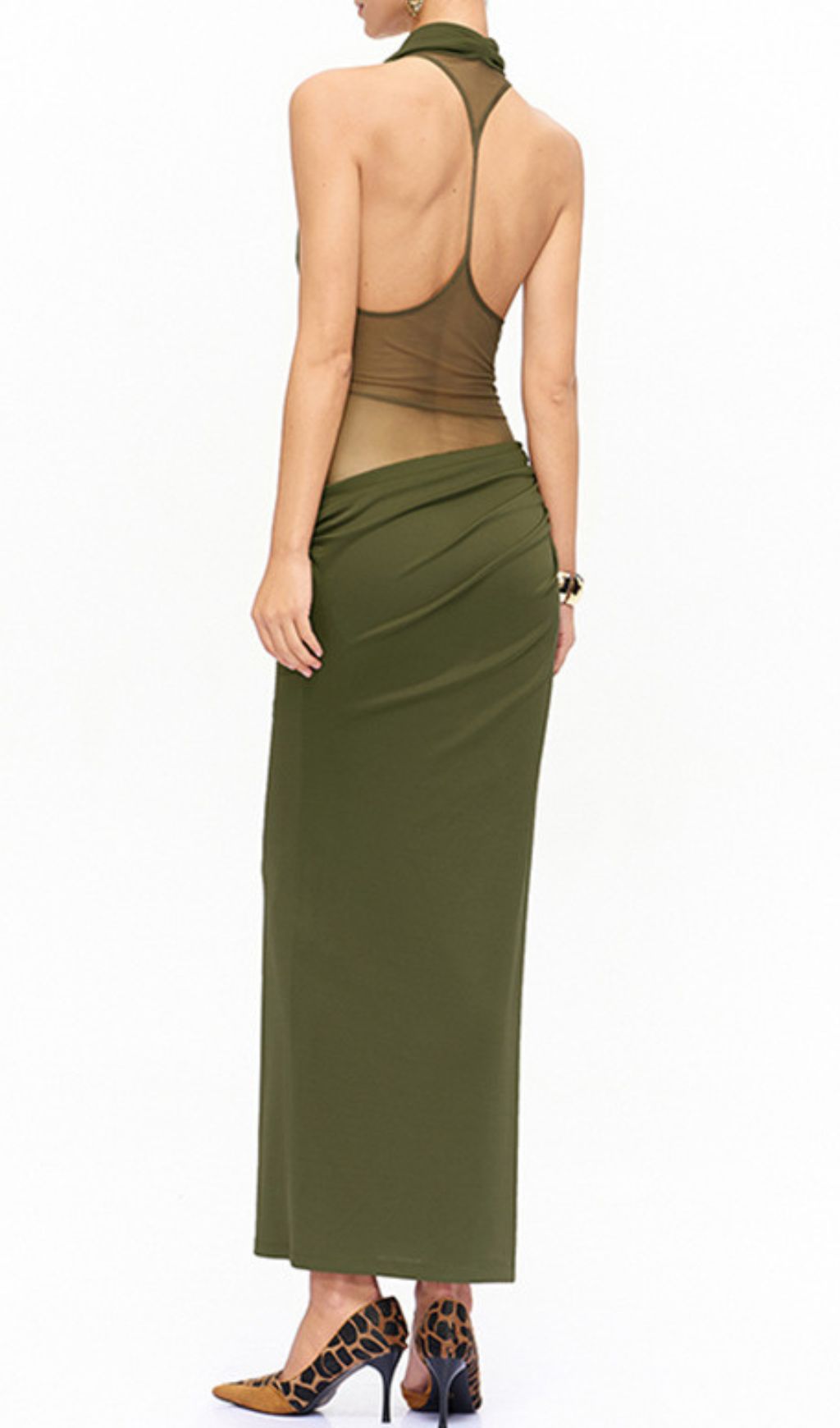 Juarez Green Halter Backless Maxi Dress - Elegant Evening Gown
