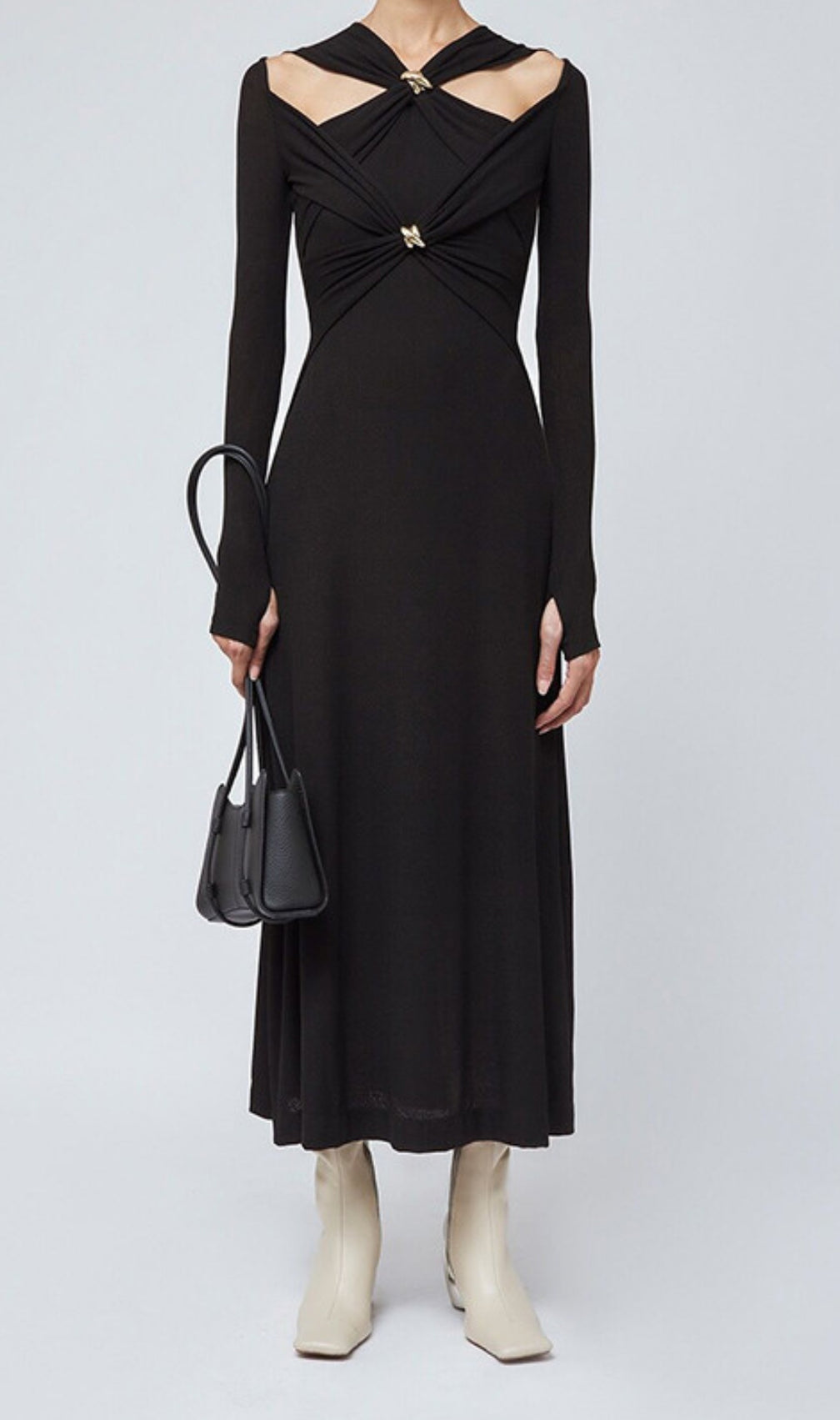 Braydon Cutout Knit Long Sleeve Midi Dress