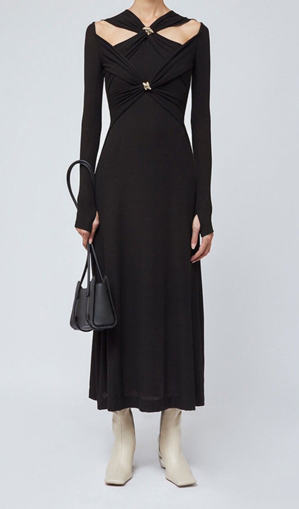 Braydon Cutout Knit Long Sleeve Midi Dress