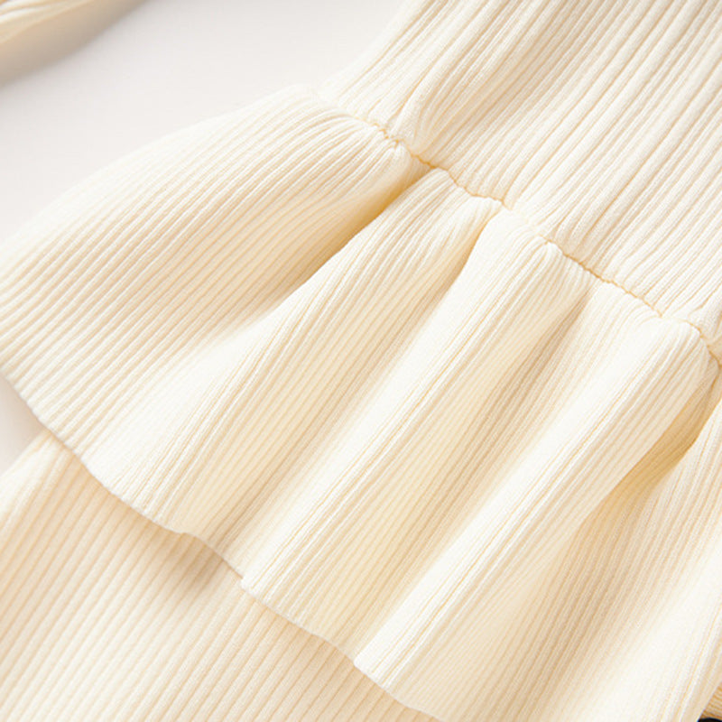 Effortless Elegance: Henson Ribbed Knit Peplum Midi Dress - Long Sleeve Women's