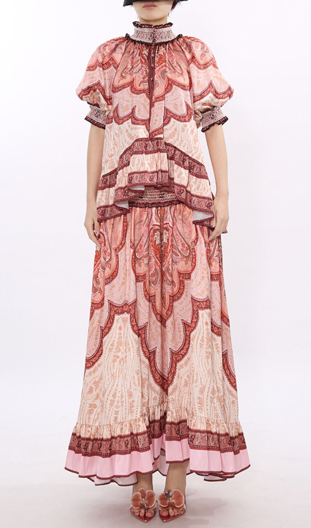 Jono Bohemian Paisley Printed Two-Piece Maxi Set for Women