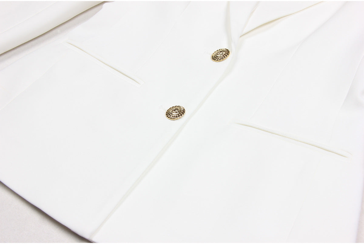 Katsuye White Structured Blazer - Women's Tailored Power Jacket