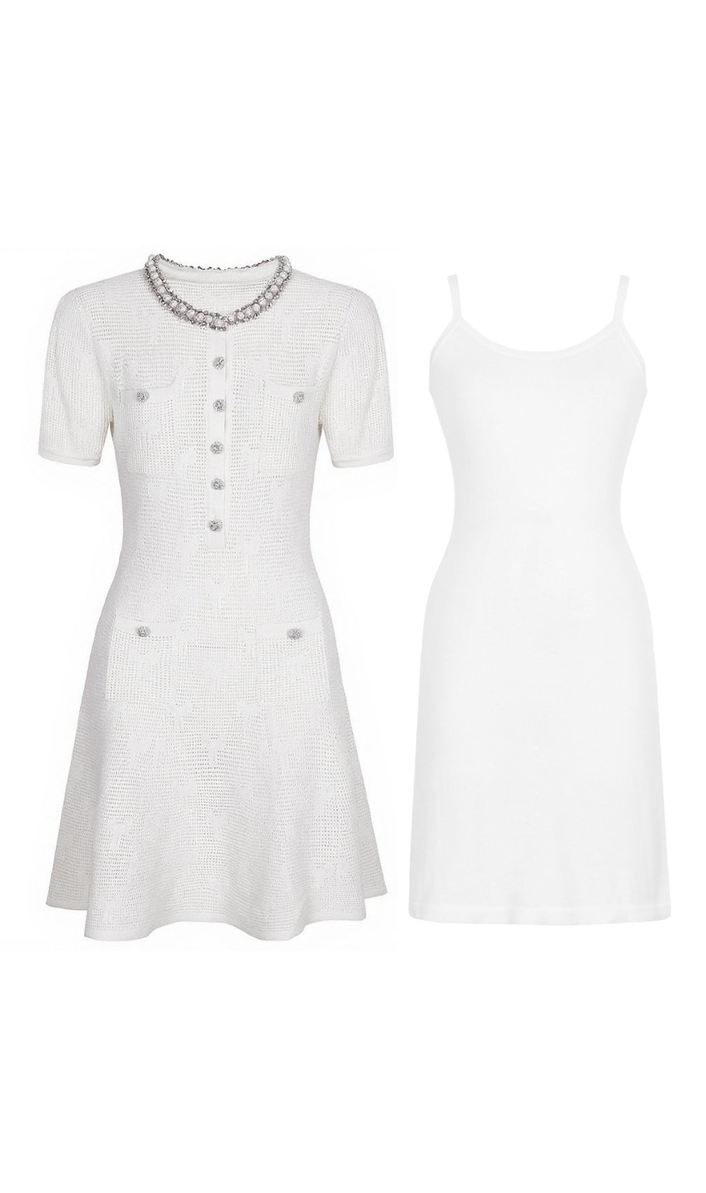 Georgina Diamante Beaded Knit Mini Dress Set