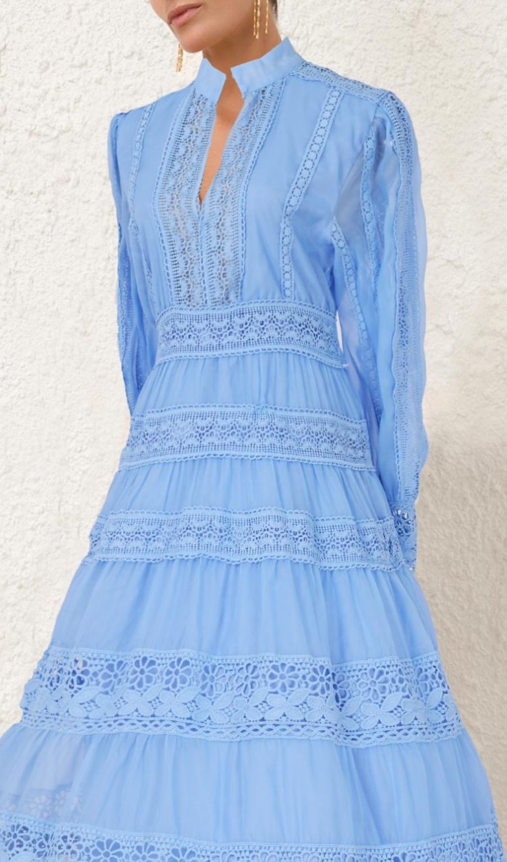 Kamaria Blue Tiered Lace Maxi Dress - Effortless Elegance