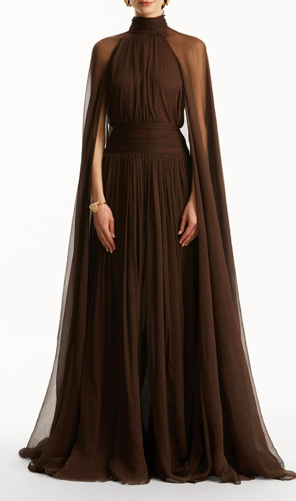 Franz Coffee Butterfly Mesh Maxi Dress