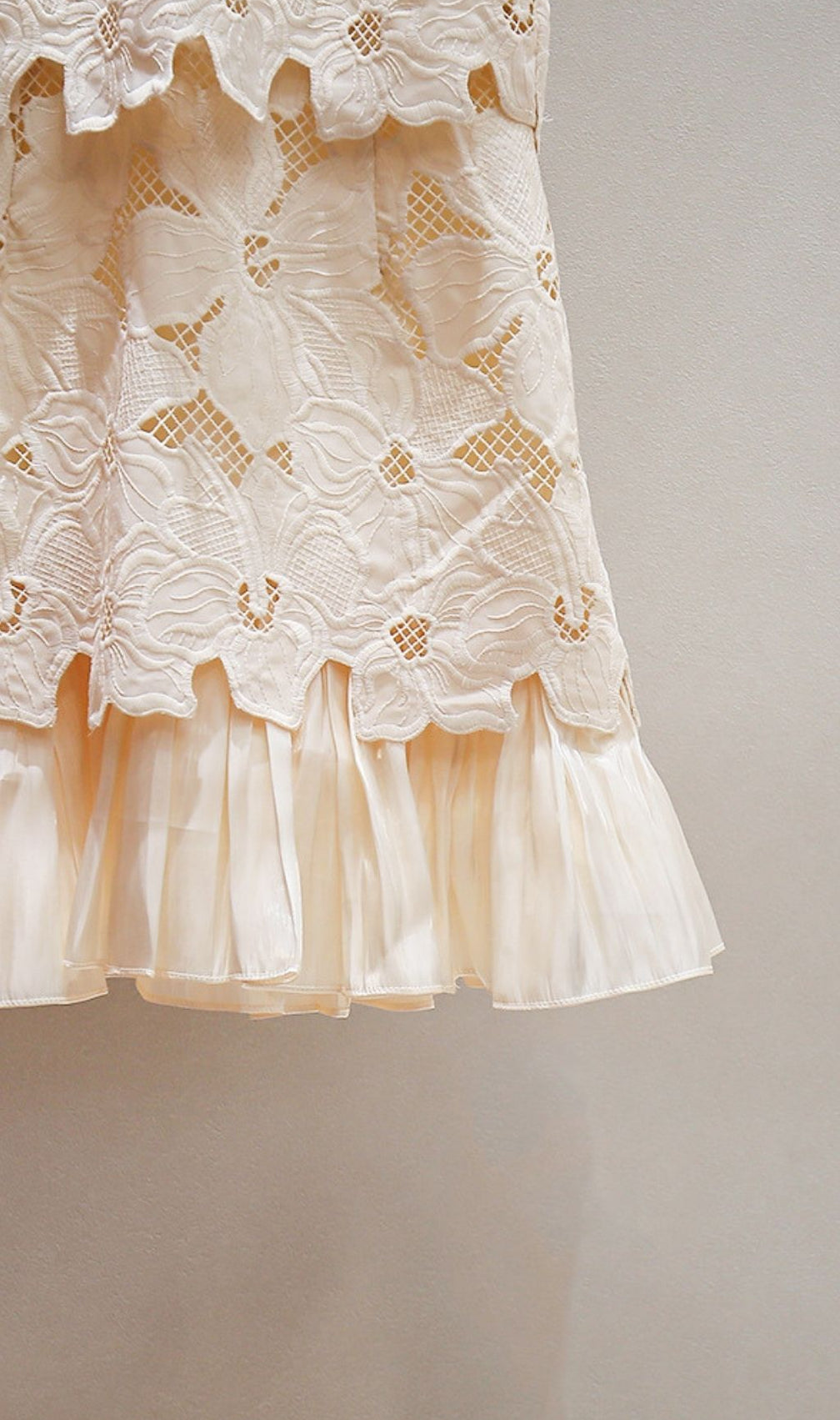 Johanna Floral Guipure Lace Mini Dress - Two-Piece Illusion & Pleated Ruffle